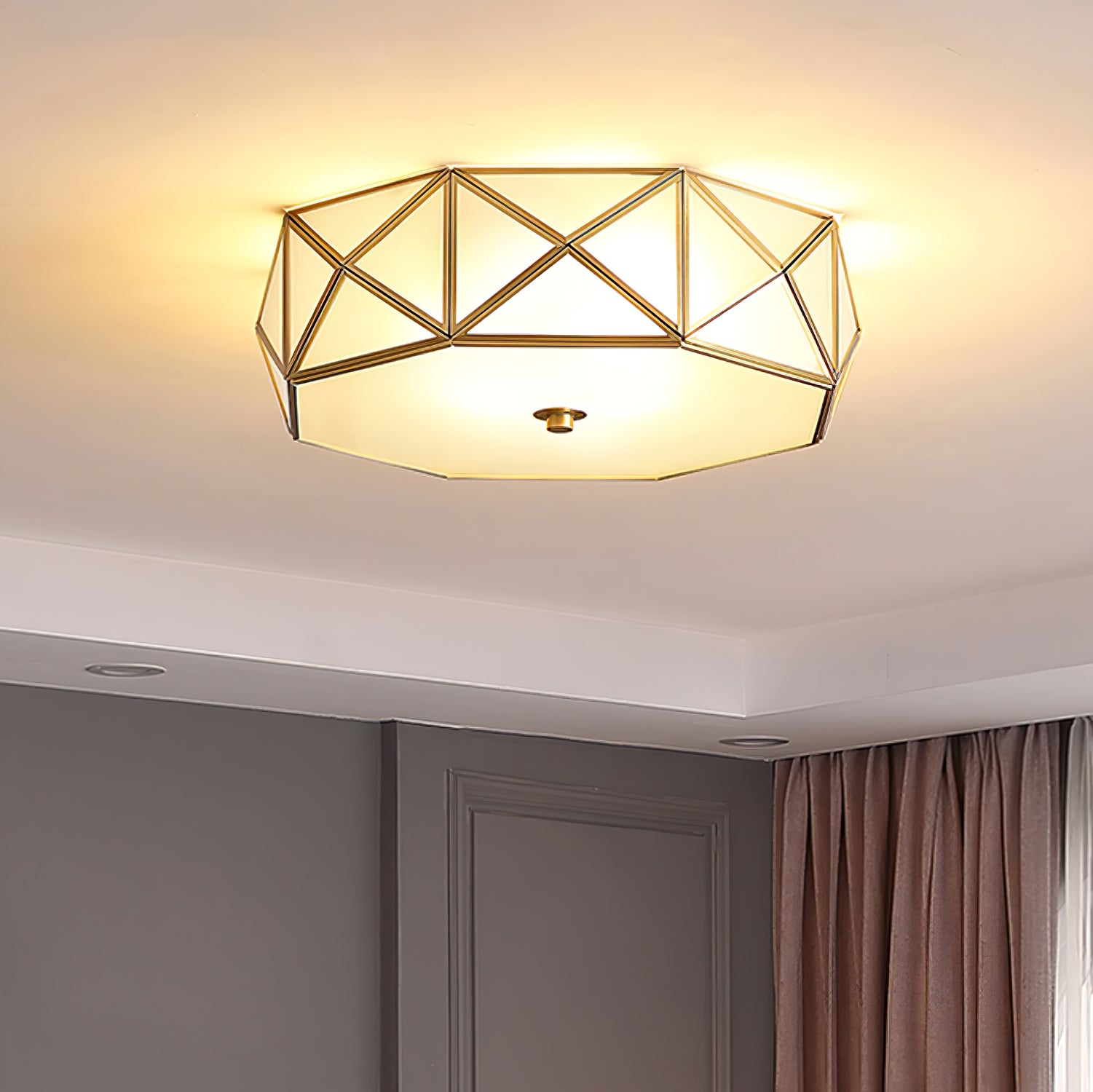 Modern Geometric Flush Mount Ceiling Light Fixture - Sleek LED Lighting for Bedroom, Living Room & Kitchen | Energy-Efficient Home Decor