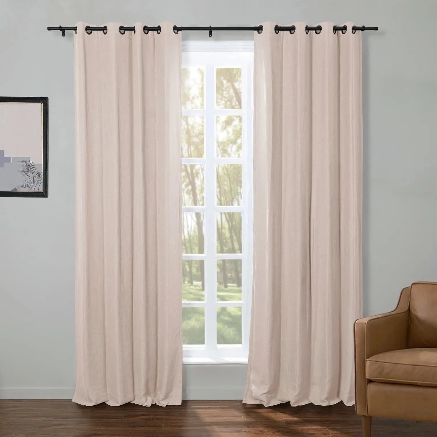 Kyla Lightweight Faux Linen Grommet Curtain Panels - Elegant Window Treatments for Living Room, Bedroom & Home Decor