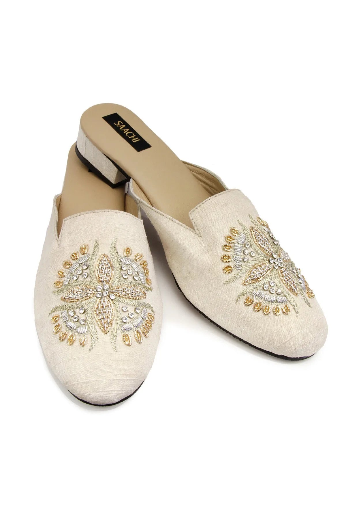 Peacock Embroidered Mule Slippers - Women's Bohemian Style House Shoes with Non-Slip Sole | Perfect for Home, Spa, Yoga & Relaxation