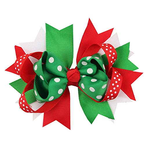 JIAHANG Christmas Hair Bow Clips for Girls - 4PCS Polka Dot Alligator Clips for Baby, Toddler & School Girls - Festive Party Hair Accessories for Holidays, Christmas, School Events & Birthday Celebrations