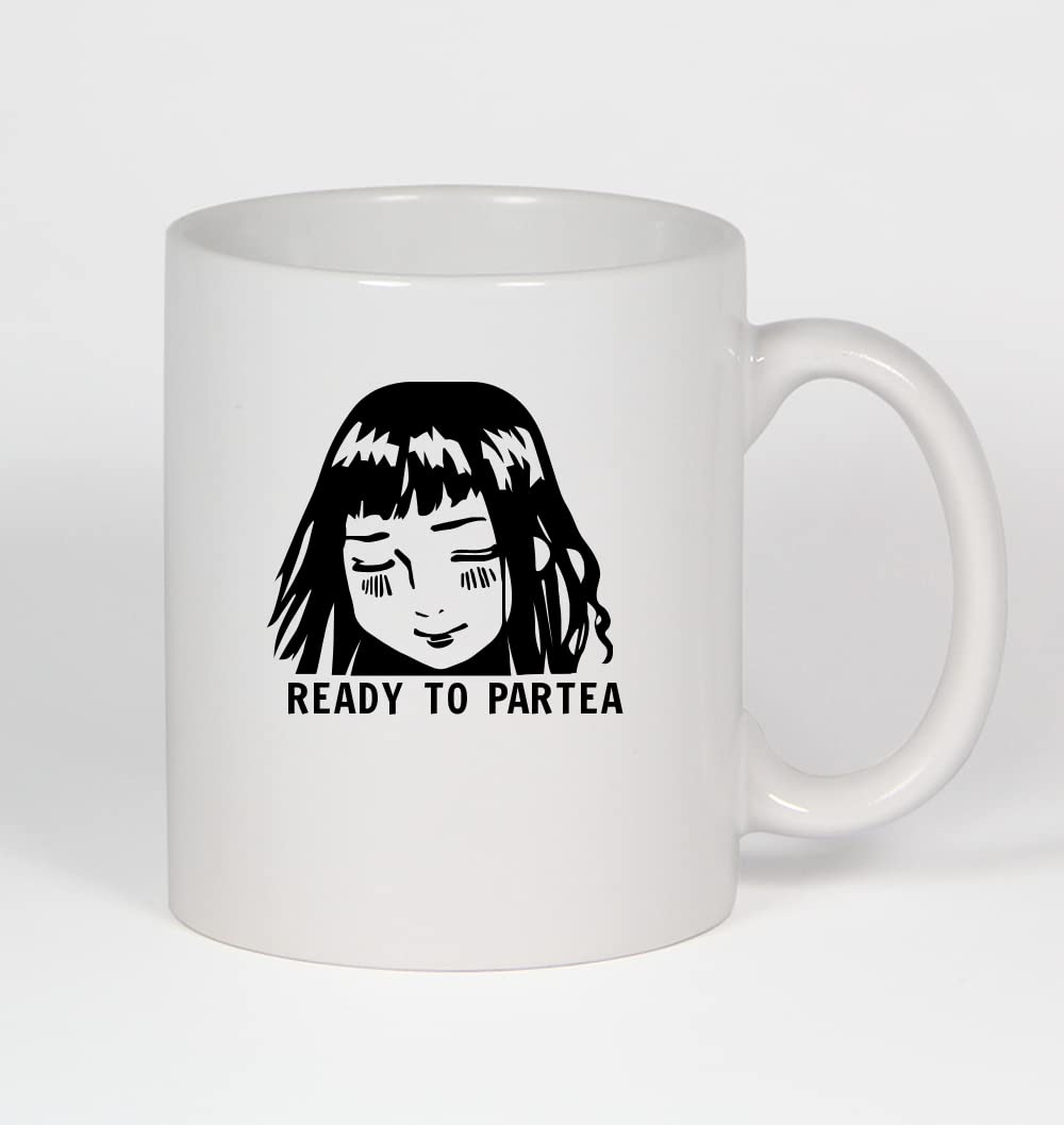Ready to Partea Anime Ceramic Coffee Mug - 11oz White Tea Cup for Anime Fans - Perfect for Home, Office, or Gift Giving