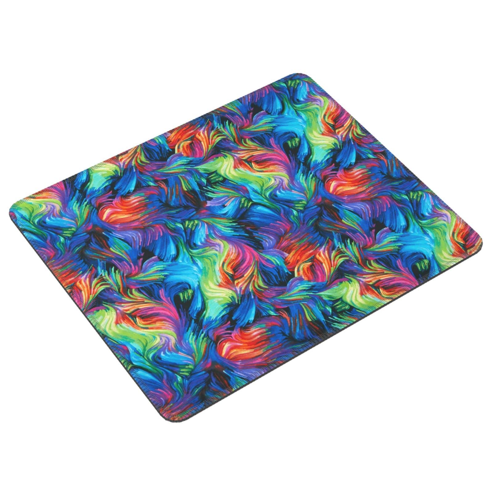 Colorful Rainbow Mouse Pad with Stitched Edge - Non-Slip Gaming & Office Desk Mat (7x8.6 Inches) - Perfect for PC, Laptop, Computer Workstations & Gaming Setups