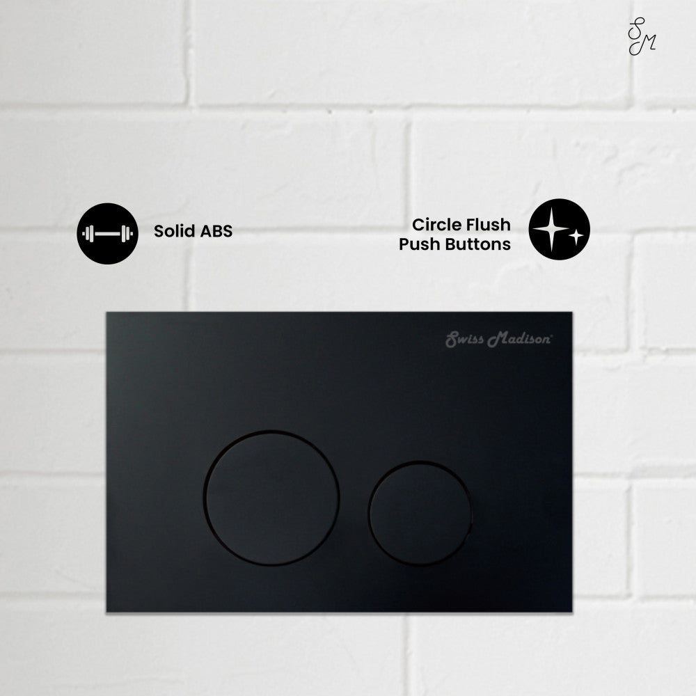 Matte Black Wall Mount Dual Flush Actuator Plate - Modern Water-Saving Toilet Upgrade for Bathroom & Restroom