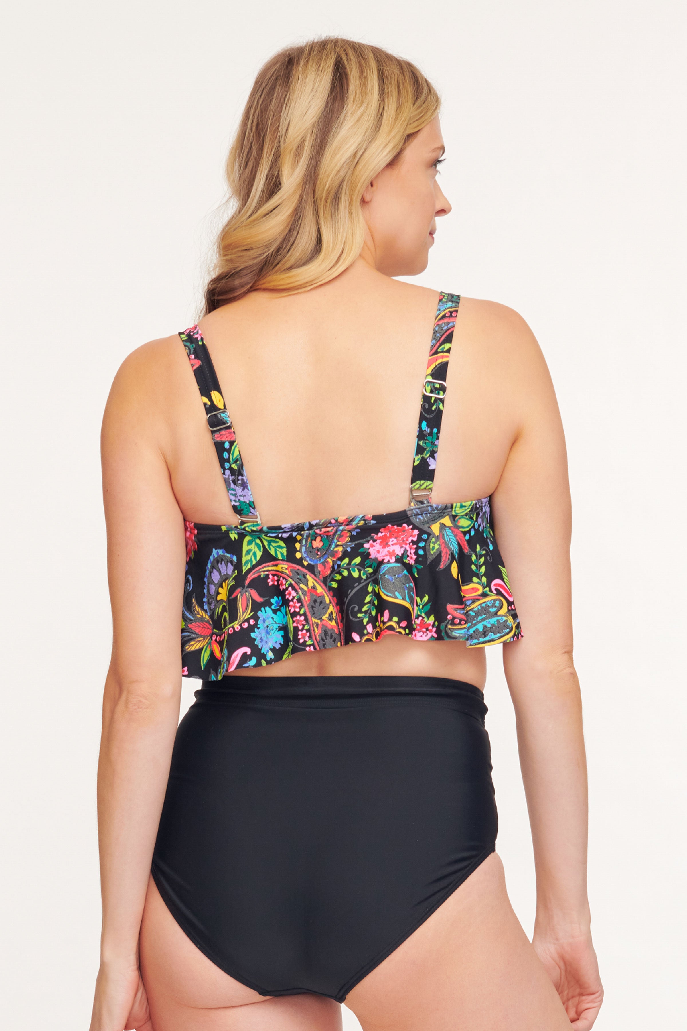 Flounce Bikini Top in Paisley Bloom Print - Sexy Swimwear for Women - Perfect for Beach Vacations & Pool Parties
