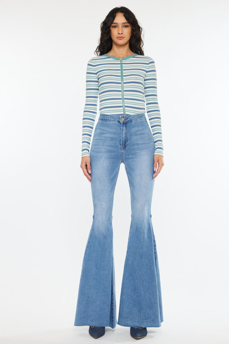 Beverly High Rise Super Flare Jeans for Women - Vintage 70s Inspired Wide Leg Denim Pants - Perfect for Casual Outfits, Date Nights & Retro Fashion Looks