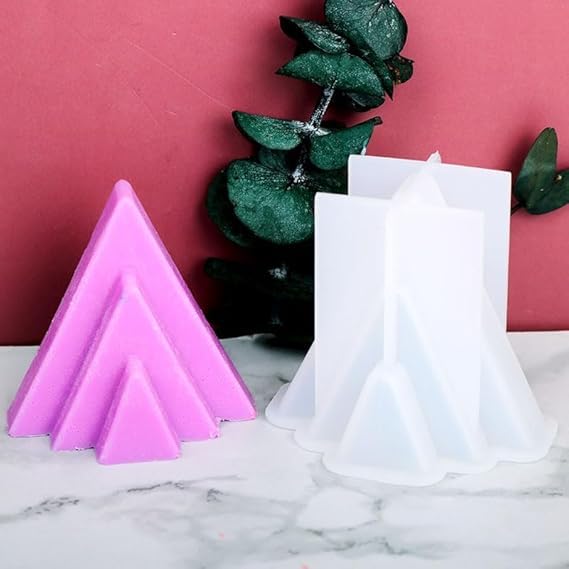 iKalaa 3D Silicone Triangle Tree Mold for DIY Candle Making - Christmas Holiday Home Decor, Handmade Wax Candles for Gifts, Parties & Festive Decorations
