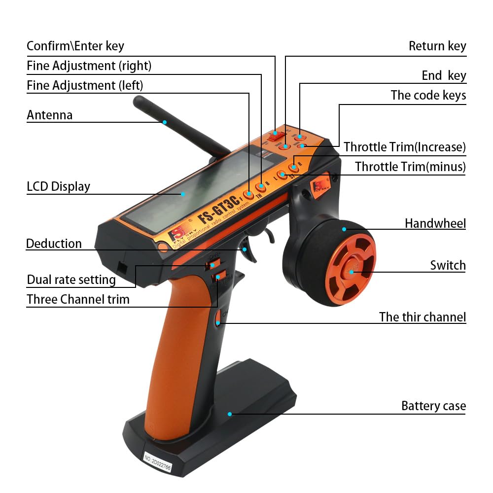 FlySky GT-3C 2.4GHz Radio Controller for RC Cars, Drones & Boats - Titanium Edition | Wireless Remote Control Transmitter with Long Range & Precise Handling | Perfect for Hobbyists, Racing & Outdoor Adventures