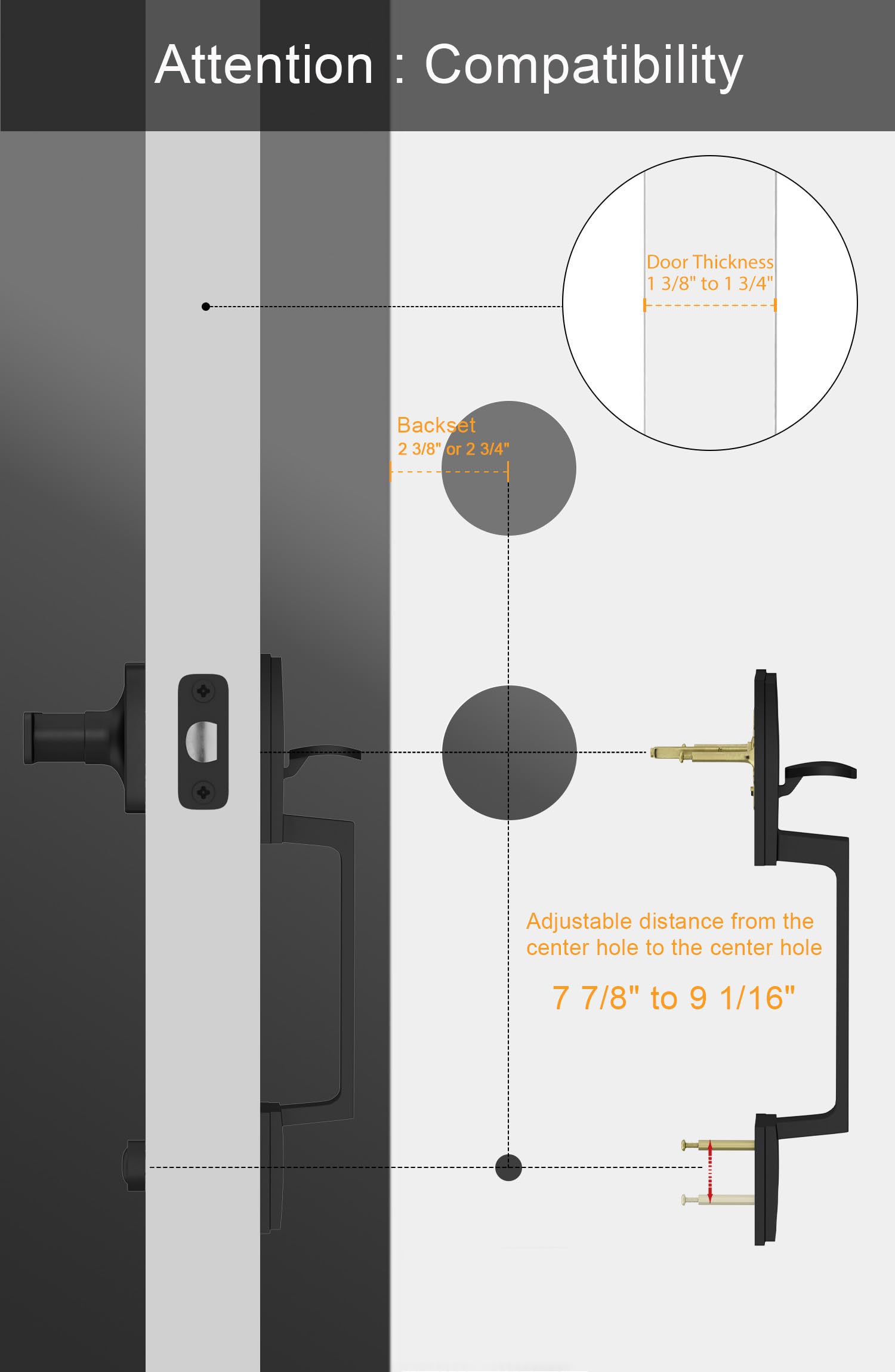 GoldenWarm Matte Black Front Door Handle Set - Reversible Lever Entry Door Hardware for Home Security & Style | Perfect for Modern Houses, Apartments & Office Buildings