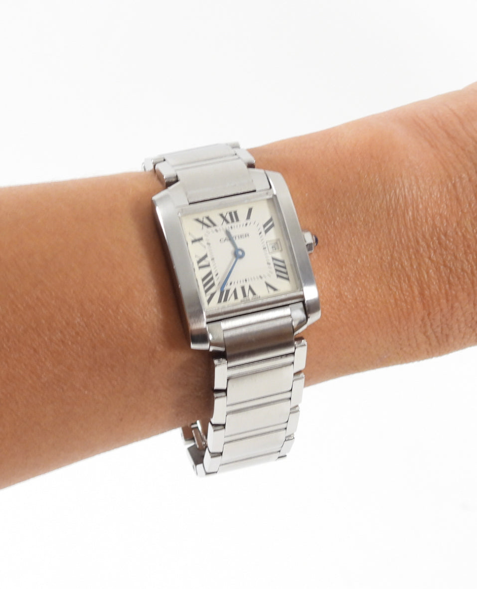 Cartier Tank Francaise Small Ladies Watch - Stainless Steel Luxury Timepiece for Women | Perfect for Office Wear, Formal Events & Everyday Elegance