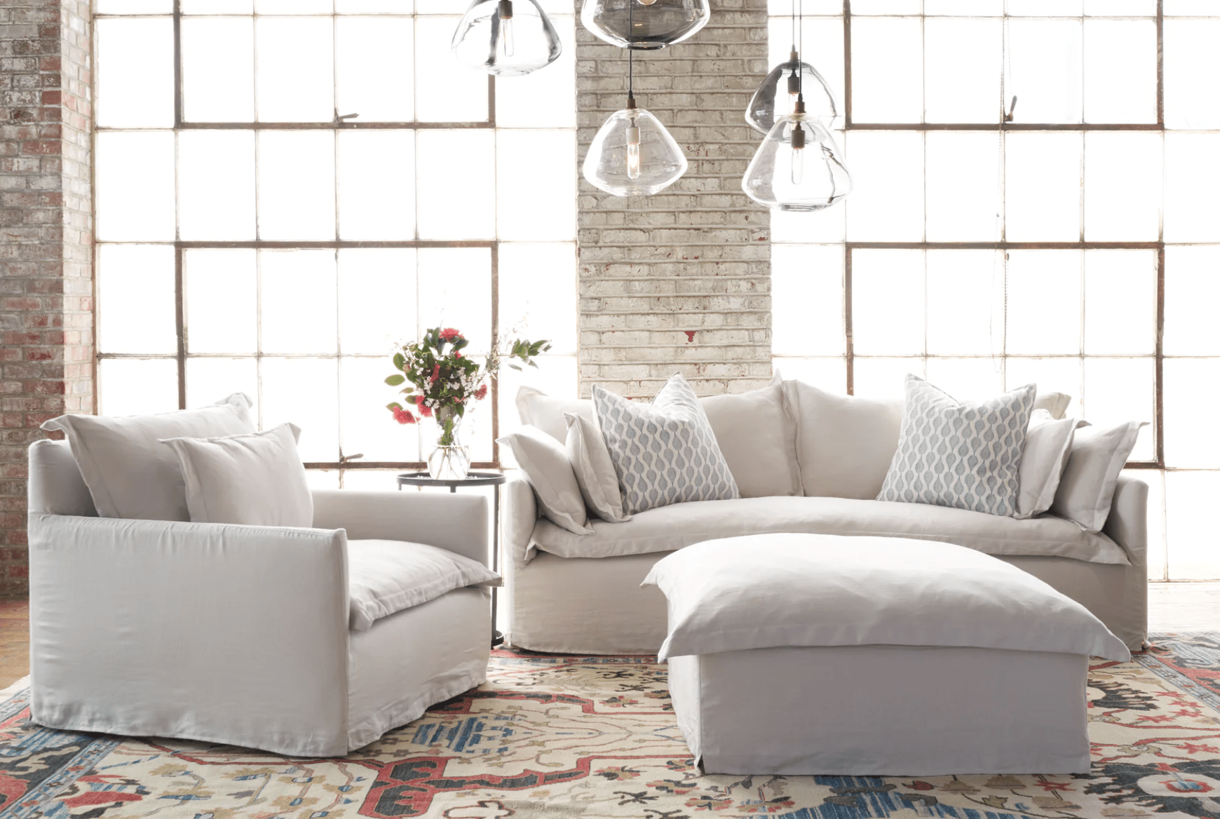 42-inch Slipcovered Chair & Half - Modern Upholstered Accent Chair for Living Room, Bedroom, or Office - St. Lucia Collection - Comfortable Lounge Seating with Removable Washable Cover