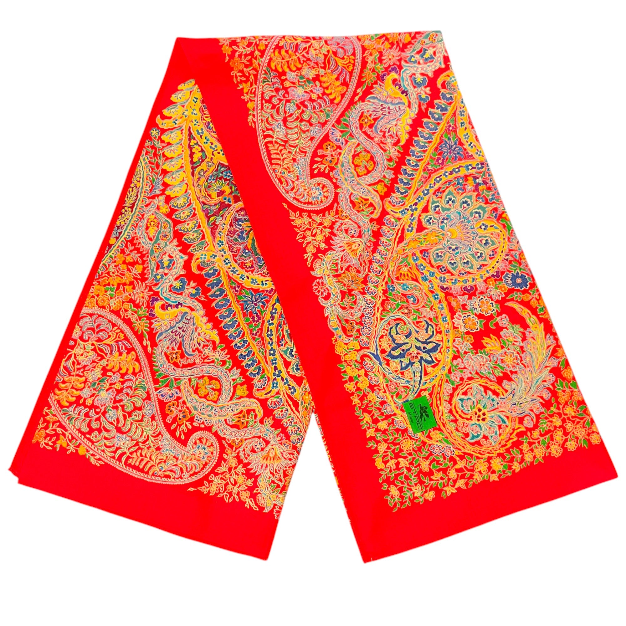 Etro Red Multi Paisley Large Cotton Scarf for Women - Soft Luxury Fashion Accessory for Winter, Travel & Gift Giving
