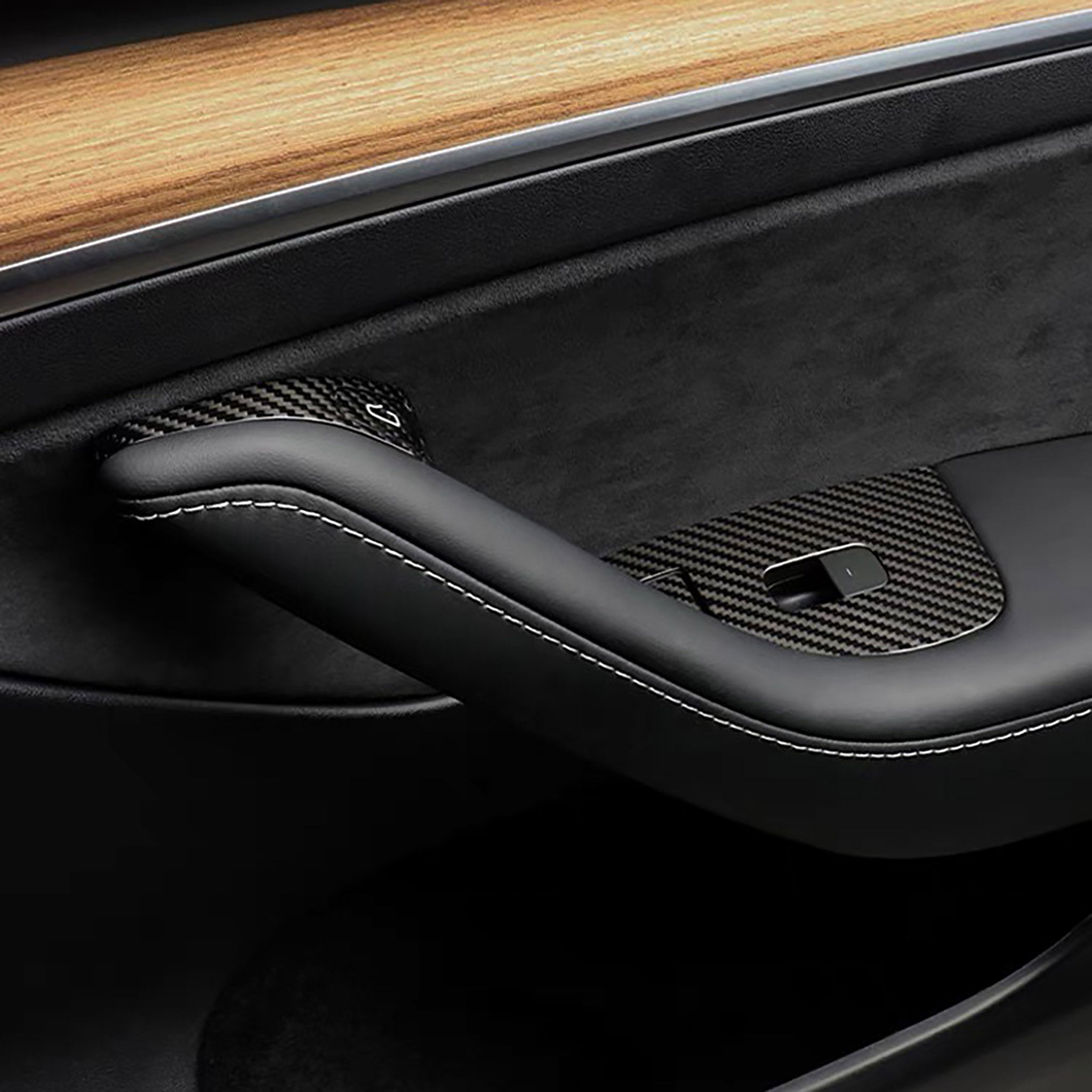 Premium Real Carbon Fiber Window Switch Trim Cover for Tesla Model 3 & Y | 2024+ Model 3 Highland (RHD/LHD Compatible) | Interior Upgrade & Luxury Car Accessory | Perfect for Car Enthusiasts & Tesla Owners
