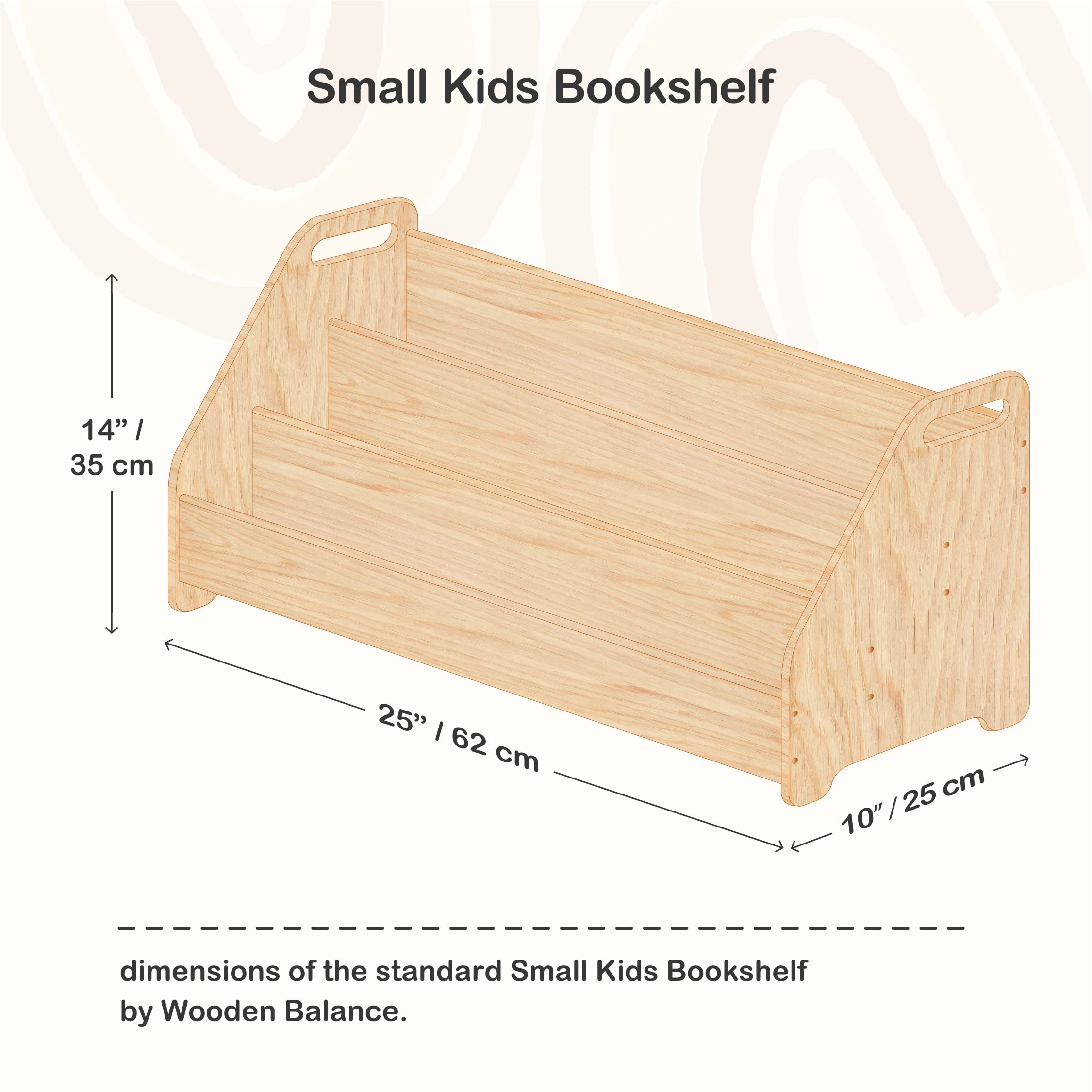 Montessori Kids Bookshelf - Natural Wood Toddler Bookcase for Nursery & Playroom - Small Children's Bookshelf for Montessori Learning & Home Organization