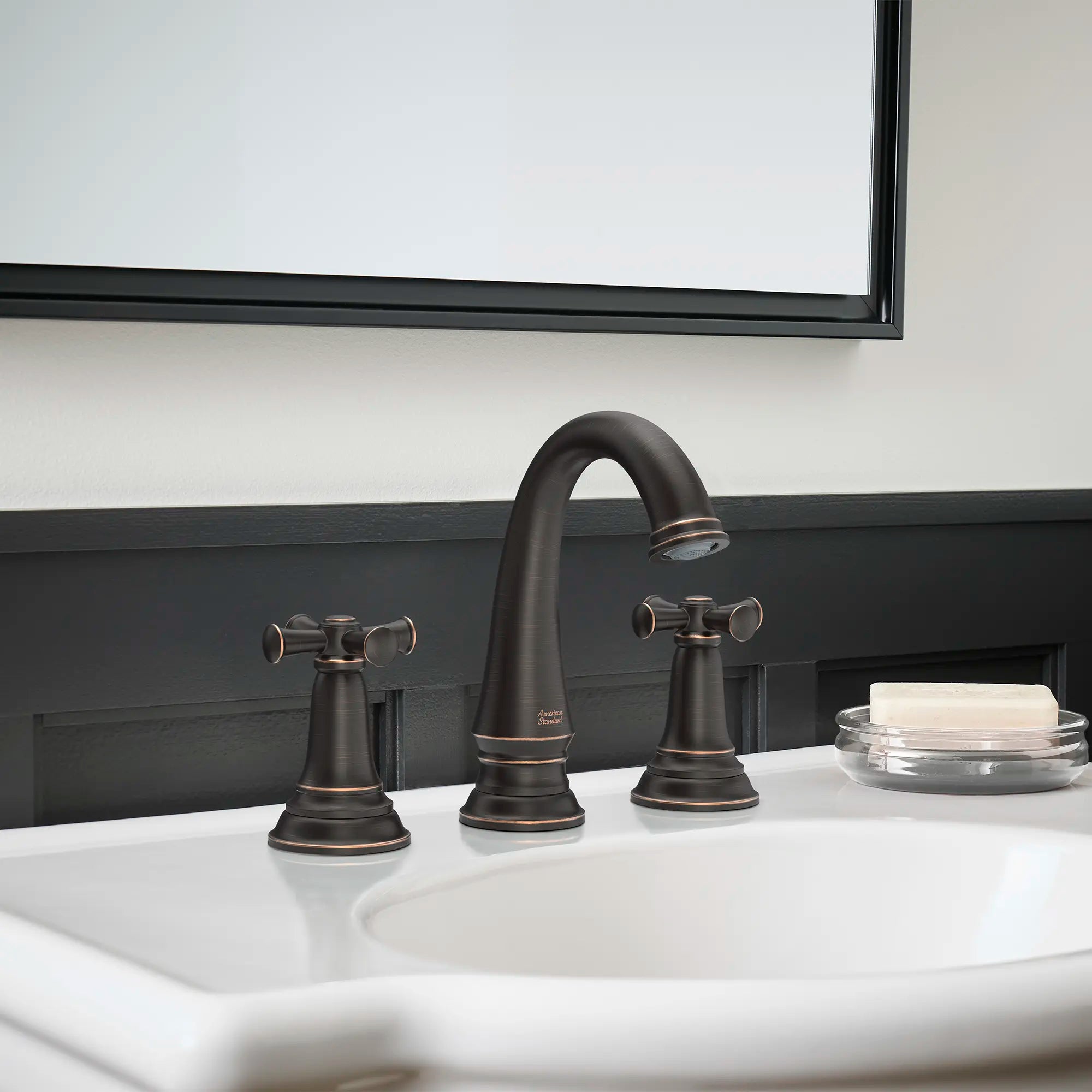 Delancey® 8 Inch Widespread 2 Handle Bathroom Faucet - 1.2 GPM/4.5 LPM Low Flow - Cross Handles - Perfect for Vanities and Powder Rooms