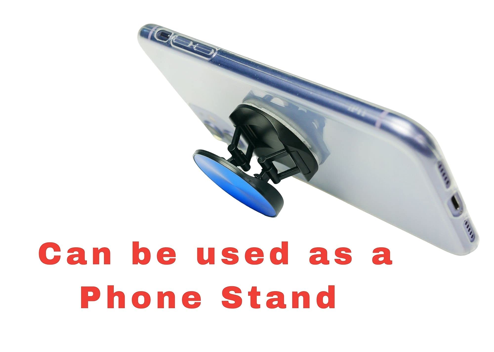 Finger Phone Grip Holder for iPhone & Samsung - Adjustable Phone Stand for Desk, Car & Home Use - Anti-Slip Phone Socket (Blue) - Perfect for Watching Videos, Taking Selfies & Hands-Free Calling