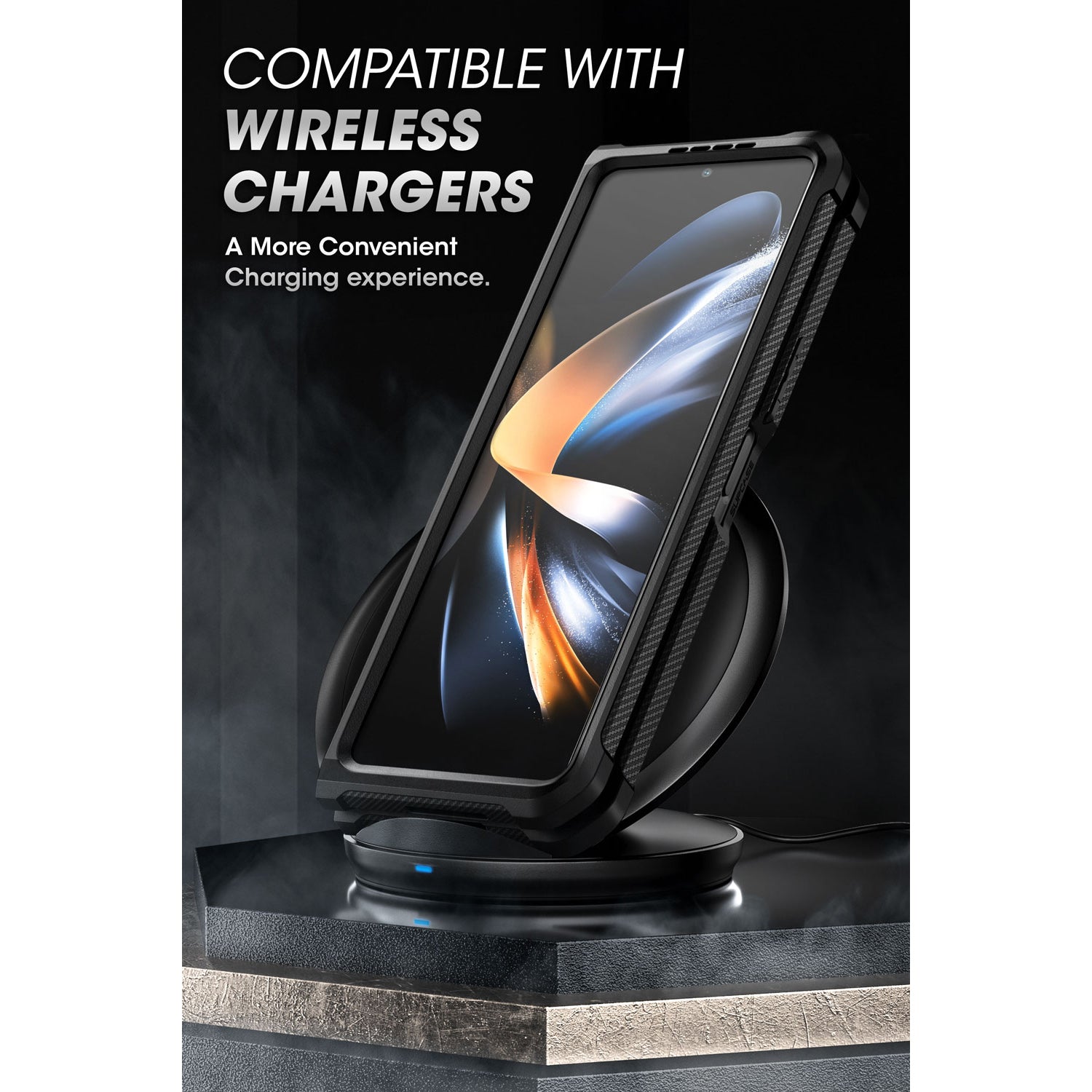 Samsung Galaxy Z Fold 4 Case with Built-in Kickstand & Screen Protector - Shockproof Protective Cover for Foldable Phone (Black) | Perfect for Work, Travel & Everyday Use