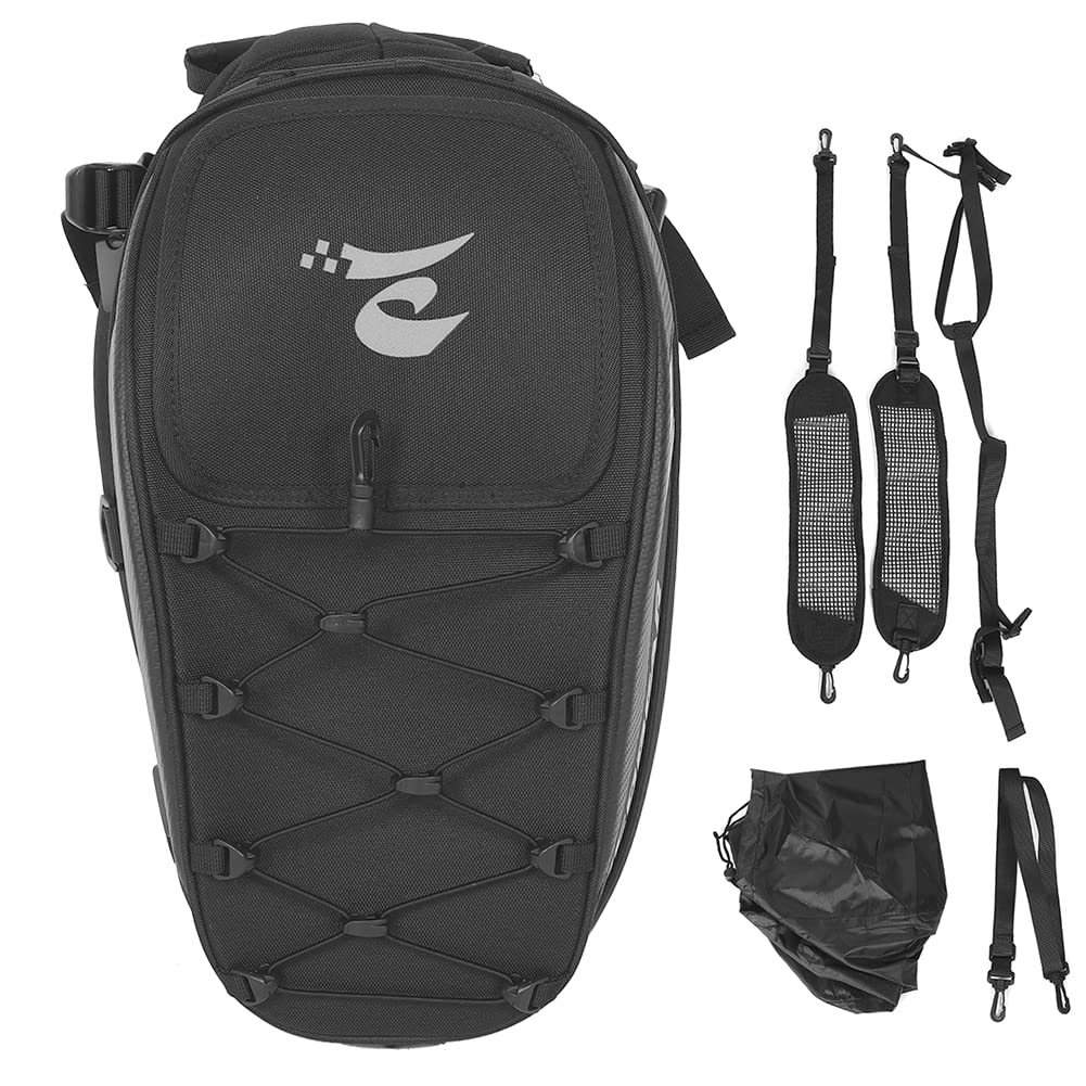 **Ruiqas Waterproof Motorcycle Rear Seat Bag - Dual-Purpose Saddle Helmet Tail Luggage Backpack for Travel & Commuting**