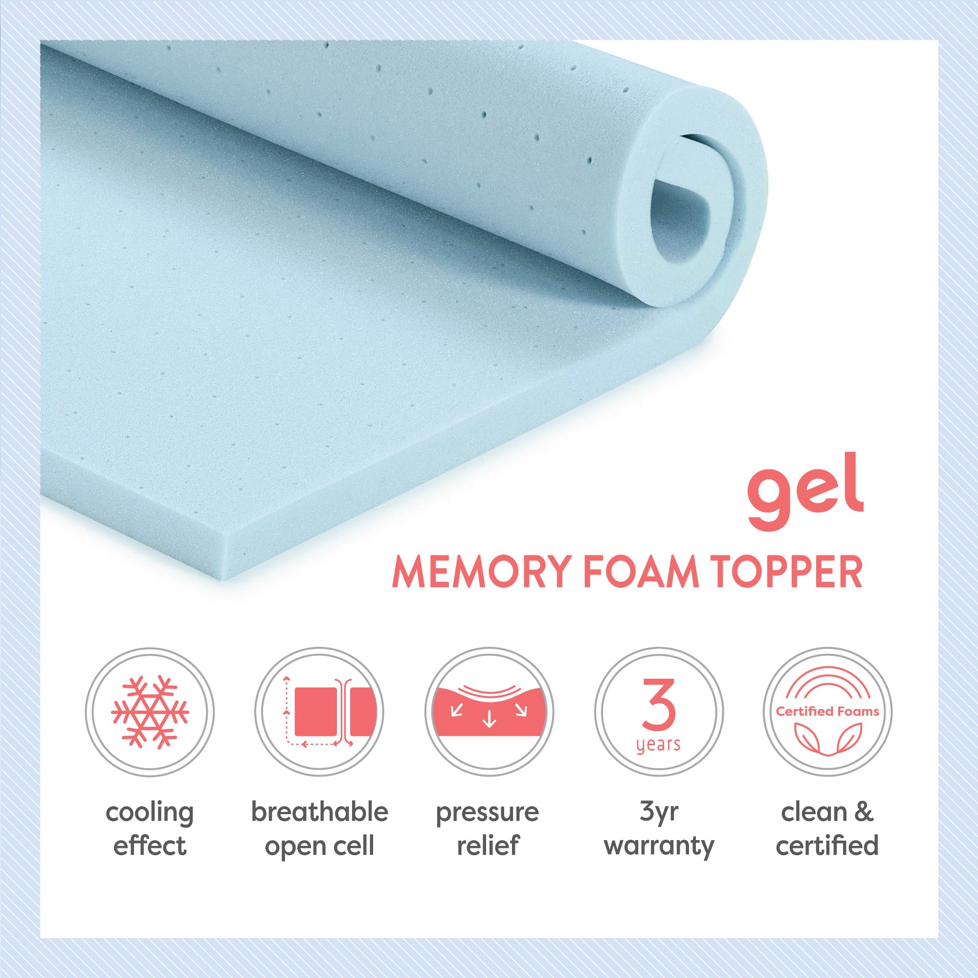 4 Inch Cooling Gel Memory Foam Mattress Topper - Ventilated & CertiPUR-US Certified - Twin XL Blue - Best for Hot Sleepers & Pressure Relief - Perfect for Dorm Beds, Guest Rooms & RV Mattresses