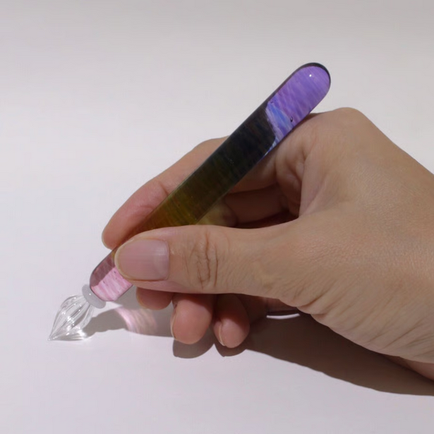 Japanese Glass Dip Pen - Rainbow, Short, Pink to Purple Gradient - Perfect Calligraphy & Handwriting Tool - Unique Gift for Writers, Artists & Stationery Lovers - Ideal for Journaling, Letter Writing & Creative Projects