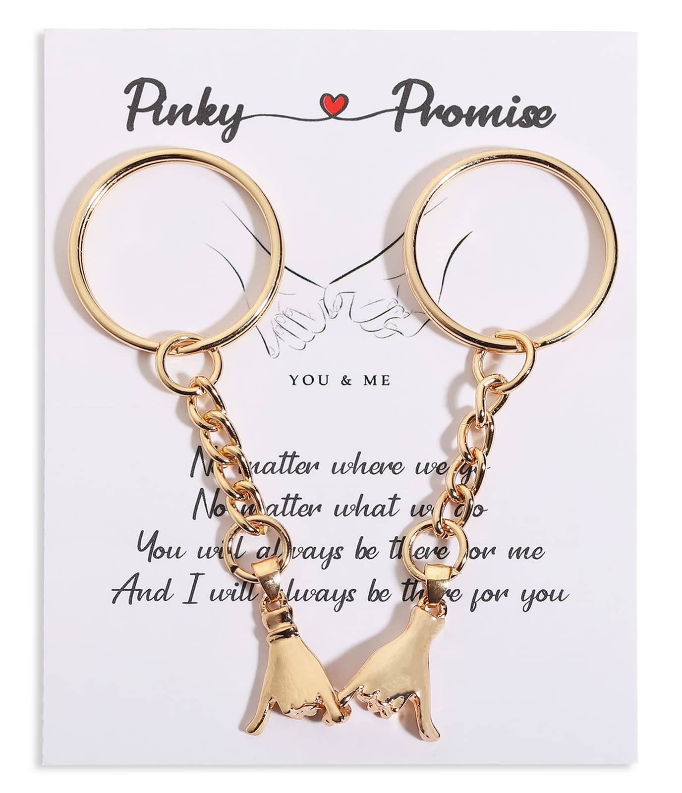 2Pcs Romantic Pinky Promise Keychains for Couples - Perfect Valentine's Day Gifts for Girlfriend, Boyfriend, or Best Friends - Cute BFF Friendship Keychains for Everyday Carry or Special Occasions