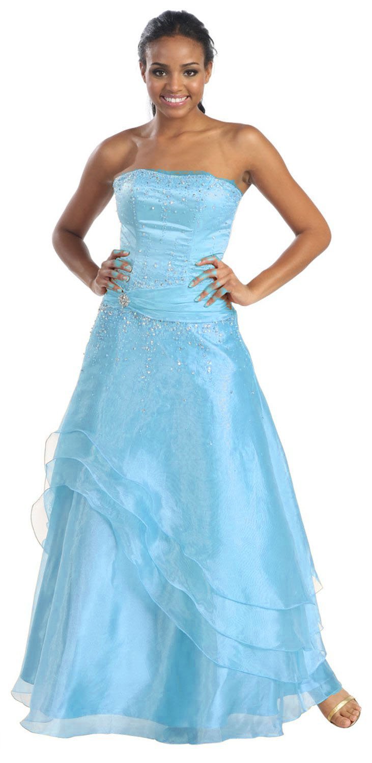 Turquoise Ball Gown Strapless Formal Prom Dress #581 - Elegant Evening Gown for Homecoming, Quinceañera & Special Occasions