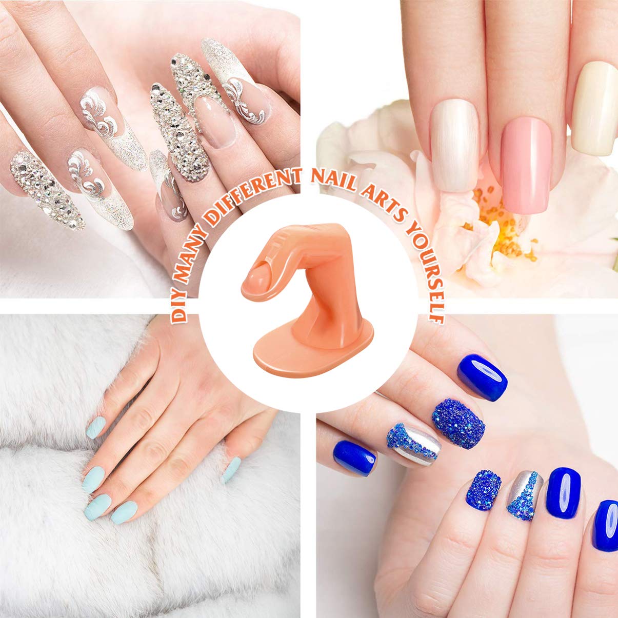 5pcs Fake Nail Practice Fingers - Professional Nail Art Training Tools for Acrylic & Gel Nails - Perfect for Manicurists, Beginners & DIY Nail Art at Home/Salon