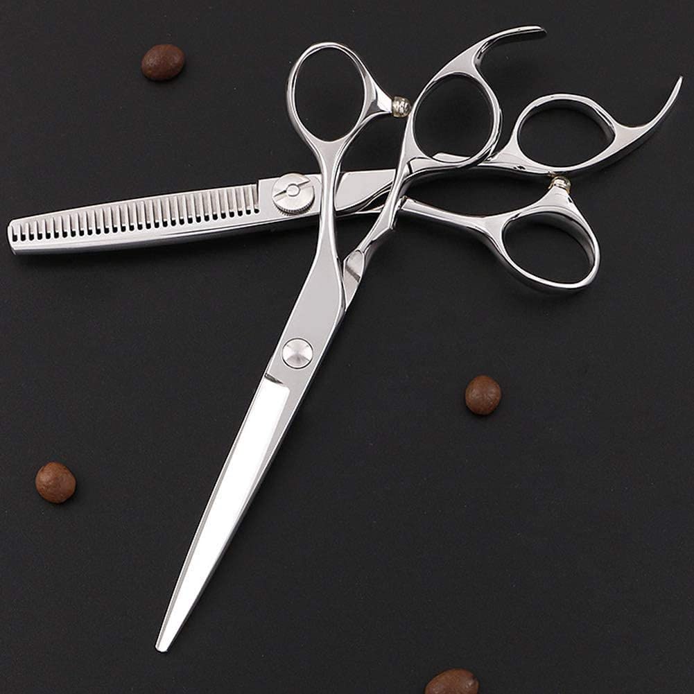 Professional 6 Inch Barber Scissors - Stainless Steel Double-Sided Tooth Hair Cutting Shears for Salon, Stylists & Home Use | Precision Hairdressing Tools for Trimming, Thinning & Texturizing | Perfect for Barbershops, Salons & DIY Haircuts