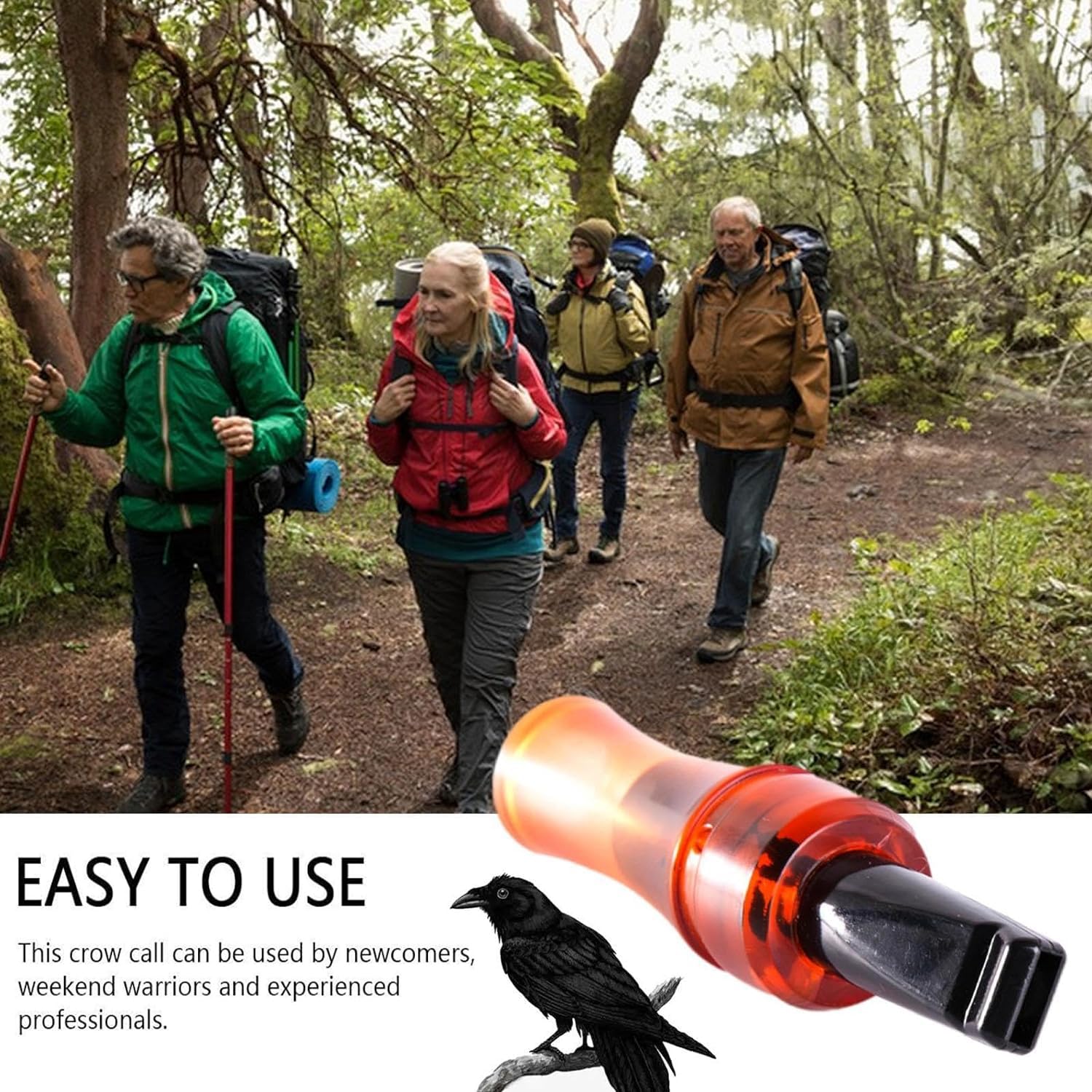WEZCHUGHAOL Realistic Crow Hunting Call Whistle - Reusable Crow Caller for Hunting & Bird Luring - Authentic Crow Sound Attractor for Outdoor Hunting & Wildlife Observation