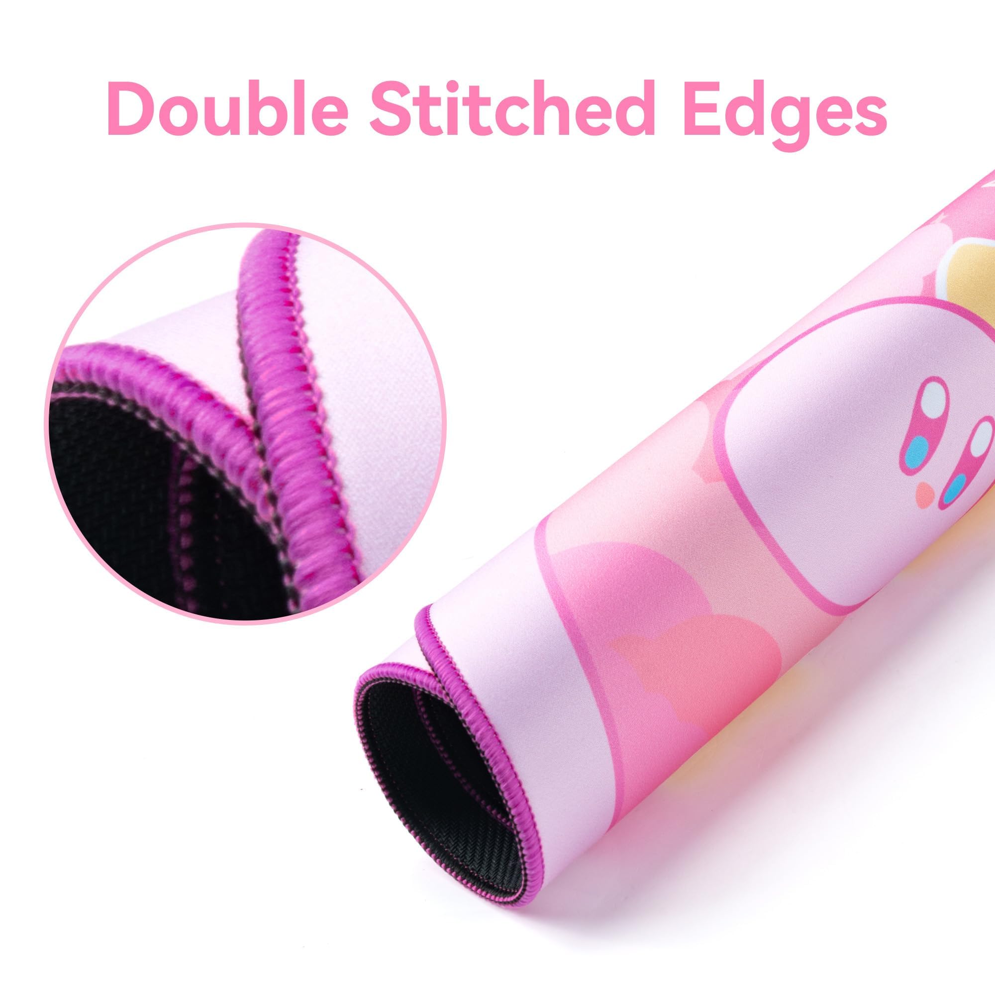 YOCORE Large Pink Gaming Mouse Pad with Non-Slip Base & Stitched Edges - Cute Extended Keyboard Mouse Mat for Office & Gaming Desk - Perfect for Girls, Women & PC Gamers - Ideal for Work, Gaming & Home Office Setup