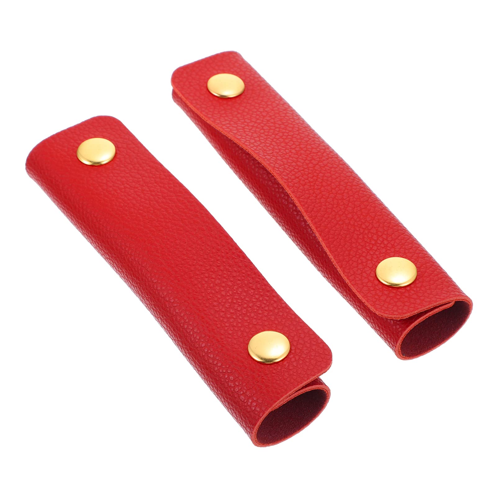 2Pcs Leather Handle Wrap Covers for Wallets, Purses & Backpacks - Luggage Grip Protector, Saddle Wallet Handle Wraps, Craft Strap Supplies (Red) - Perfect for Travel, Daily Use & DIY Projects