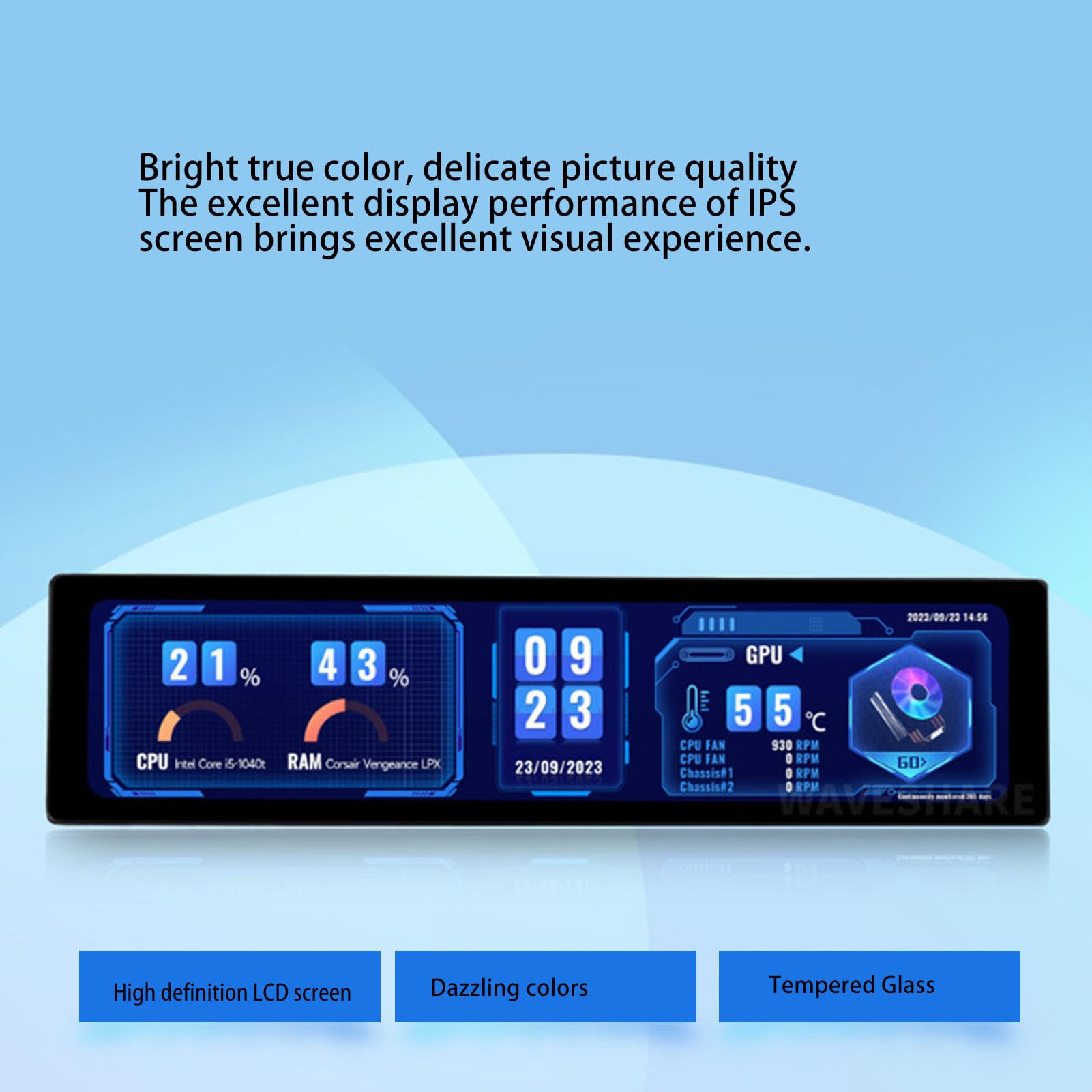 11.9 Inch Portable Monitor with Built-in Speaker, Full HD 60Hz HDMI Computer Secondary Display for PC CPU GPU RAM Data Monitoring - Compatible with Raspberry Pi, Ubuntu, Kali & Retropie - Perfect for Coding, Gaming & Office Work