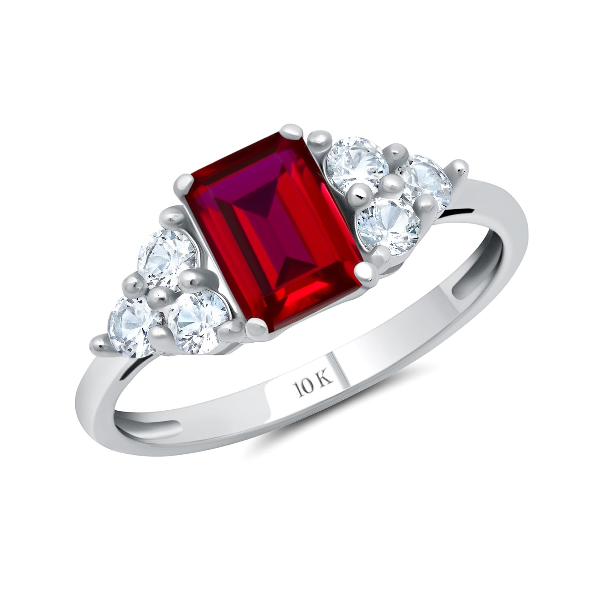 10K Gold Emerald Cut Birthstone Ring for Women - Durable Anti-Tarnish Cocktail Ring | Anniversary Gift, Mother's Day Present | Available in Sizes 5-9 with Elegant Gift Box | Perfect for Weddings, Parties & Special Occasions