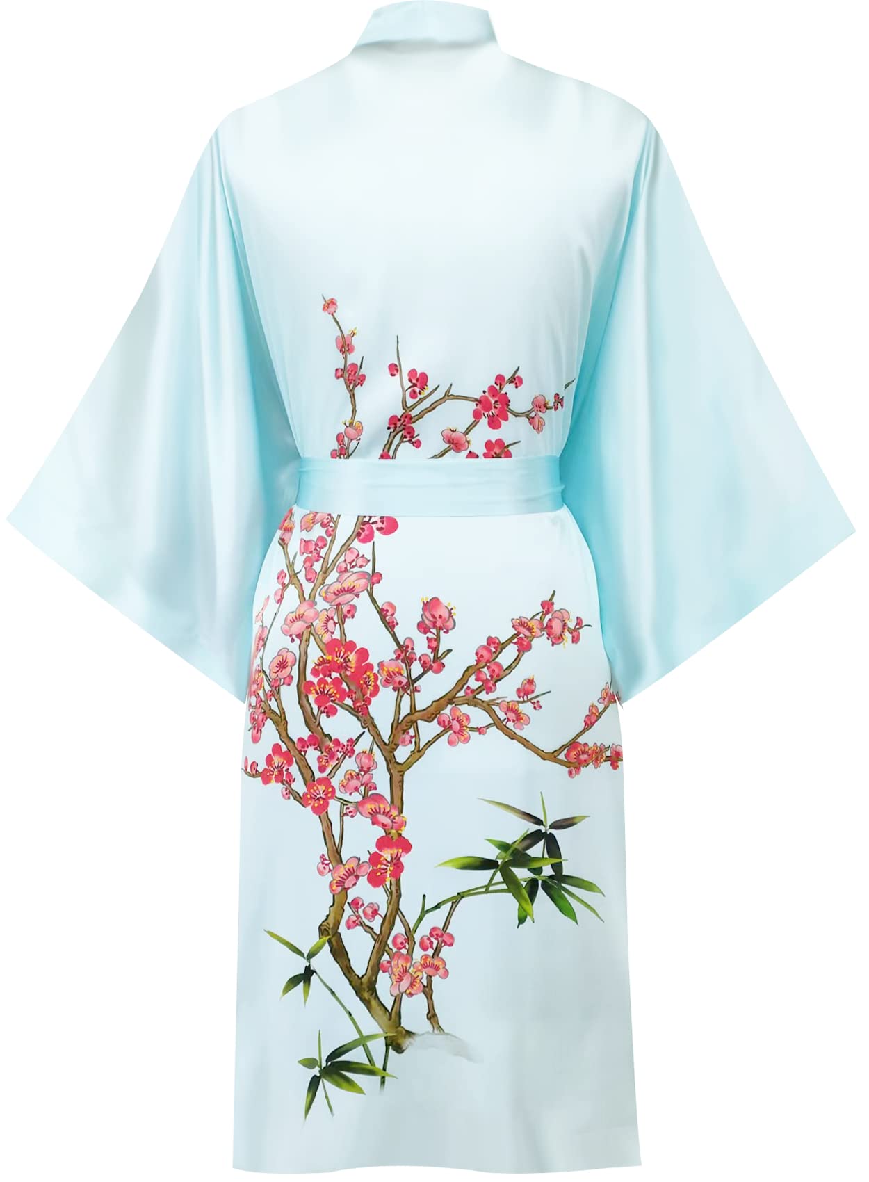 Women's 100% Pure Silk Kimono Robe - Short Sleeve Bathrobe & Pajama Set for Spa, Lounge & Sleepwear | Lightweight Summer Cover Up for Home & Travel