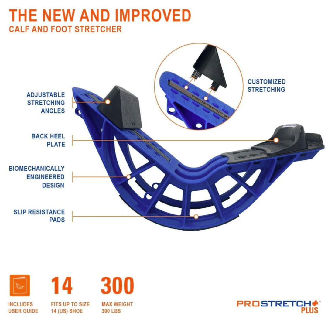 ProStretch Plus+ Adjustable Calf Stretcher for Plantar Fasciitis, Achilles Tendon & Shin Splints Relief - Foot Stretching Device for Runners, Athletes & Physical Therapy