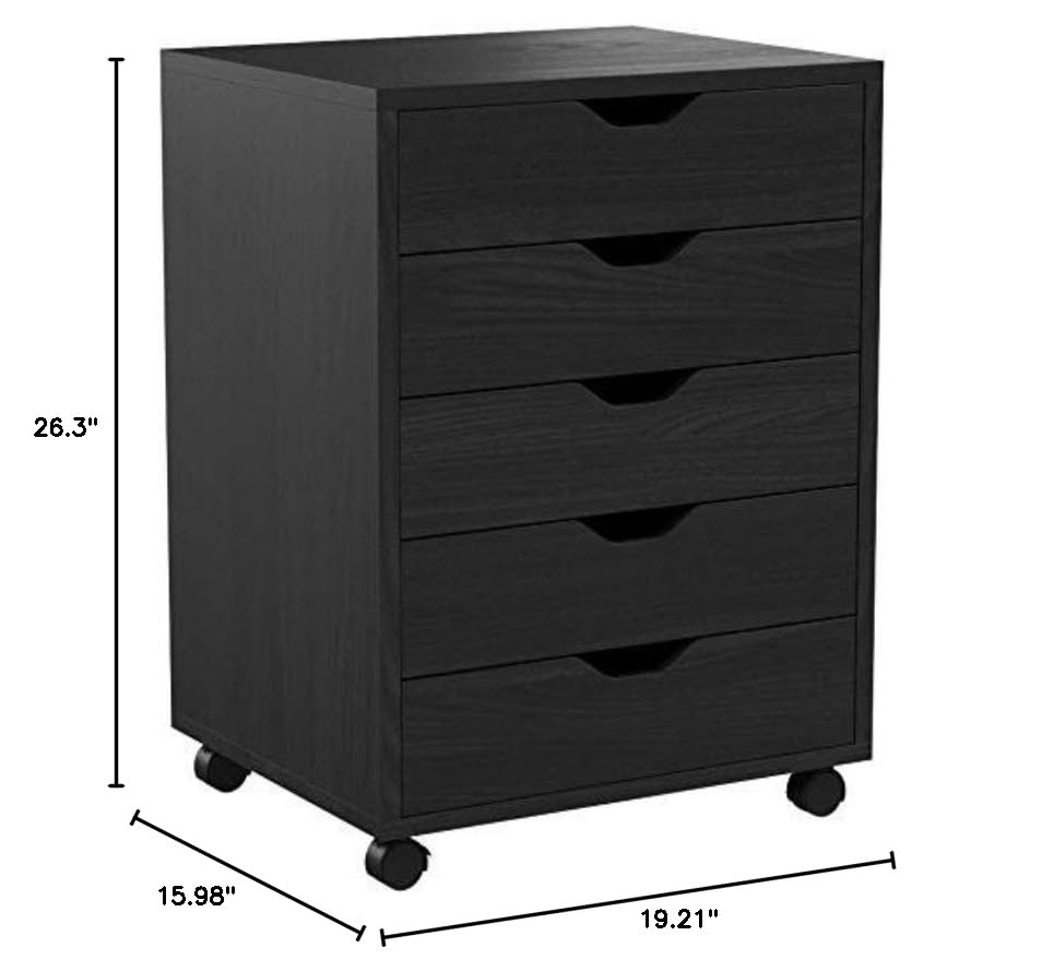 Winsome Halifax 5-Drawer Storage Organizer in Black - Perfect for Bedroom, Office & Closet Organization
