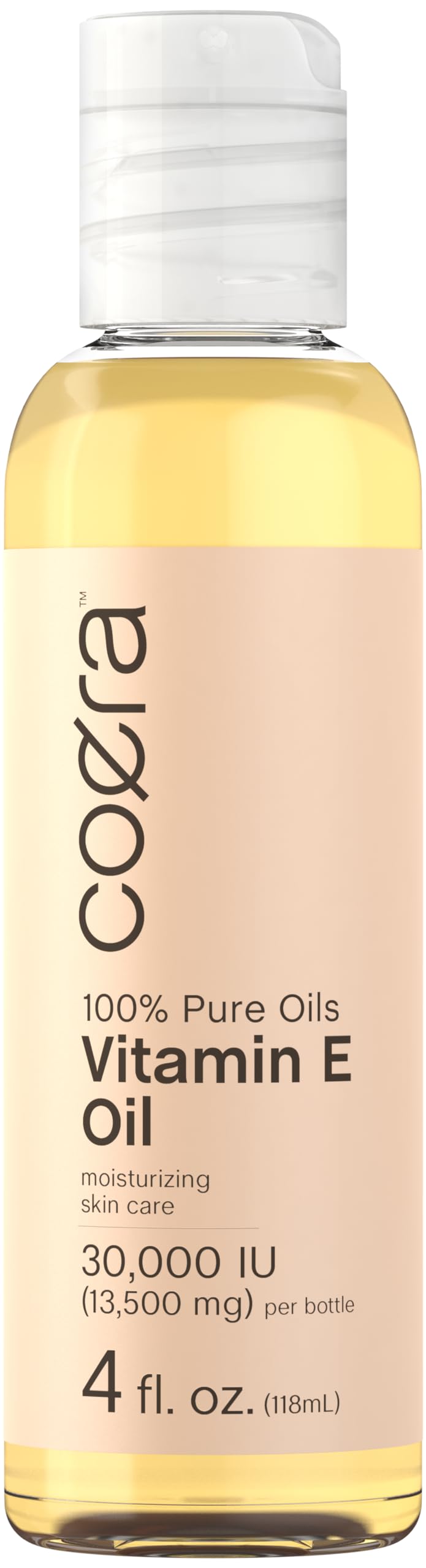 Coera Pure Vitamin E Oil for Skin & Hair - 30,000 IU, 4 fl oz | 100% Natural Moisturizer | Paraben-Free, SLS-Free, Fragrance-Free | Face, Body & Hair Care | Anti-Aging & Scar Treatment