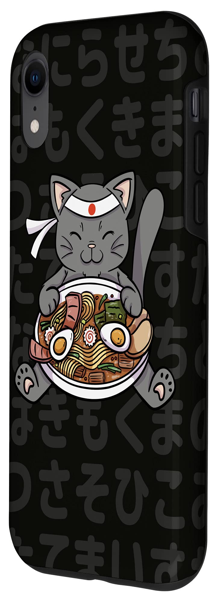 iPhone XR Cute Japanese Anime Cat Eating Ramen Phone Case - Durable Protective Cover for iPhone XR - Perfect for Anime Fans & Kawaii Lovers (Home, Office, School Use)