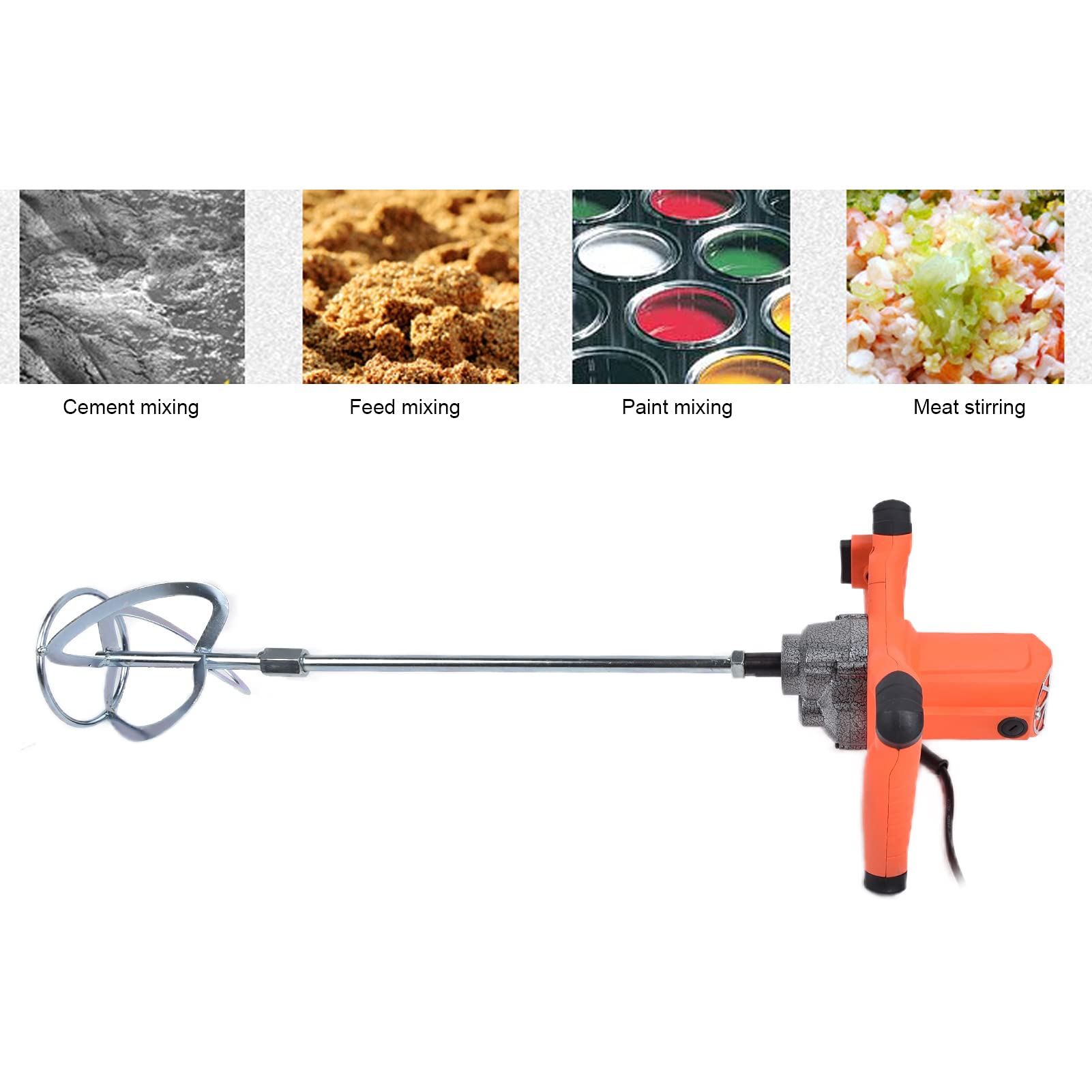 6-Speed Adjustable Handheld Concrete Mixer - Portable Mortar & Grout Mixing Drill for Paint, Plaster, Mud - 220V EU Plug - Perfect for DIY Home Renovation, Construction Projects & Craft Work
