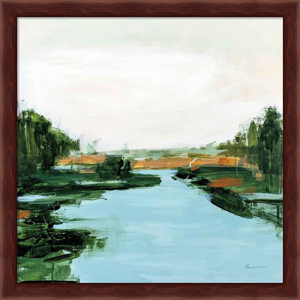 Pamela Munger Framed Art Print - River Flowing Through - 13x13 Inch Wall Decor with Deep Mahogany Frame - Perfect for Living Room, Bedroom & Office