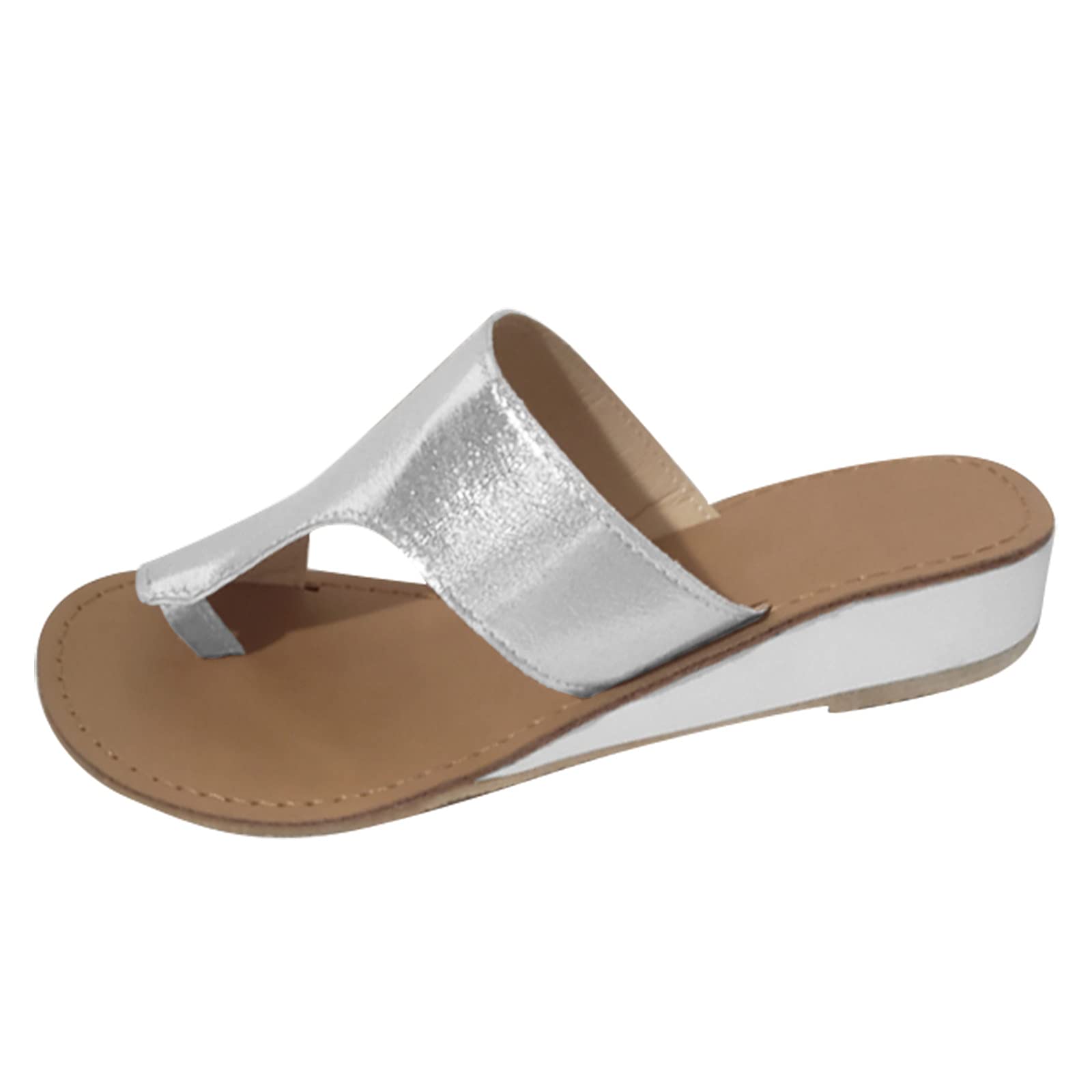 Women's Comfortable Flip Flops - Casual Ring Toe Wedge Slides Sandals for Outdoor Leisure | Fashion Summer Slippers for Ladies | Perfect for Beach, Pool, and Vacation Wear | Size 7.5