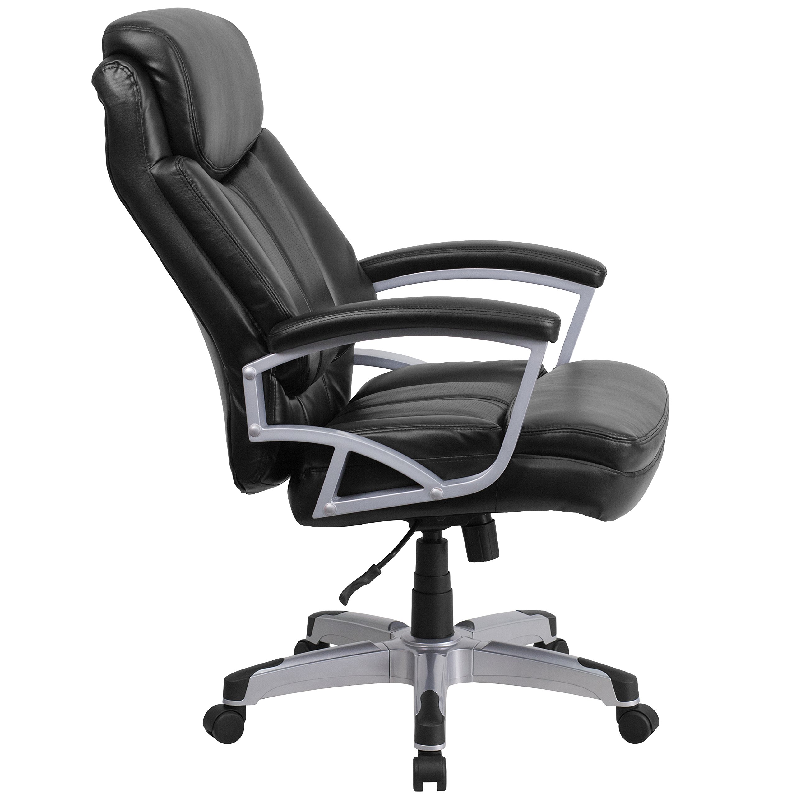 500 lb. Heavy Duty Big & Tall Black LeatherSoft Executive Swivel Ergonomic Office Chair with Lumbar Support - Perfect for Home Office, Gaming, and Conference Rooms
