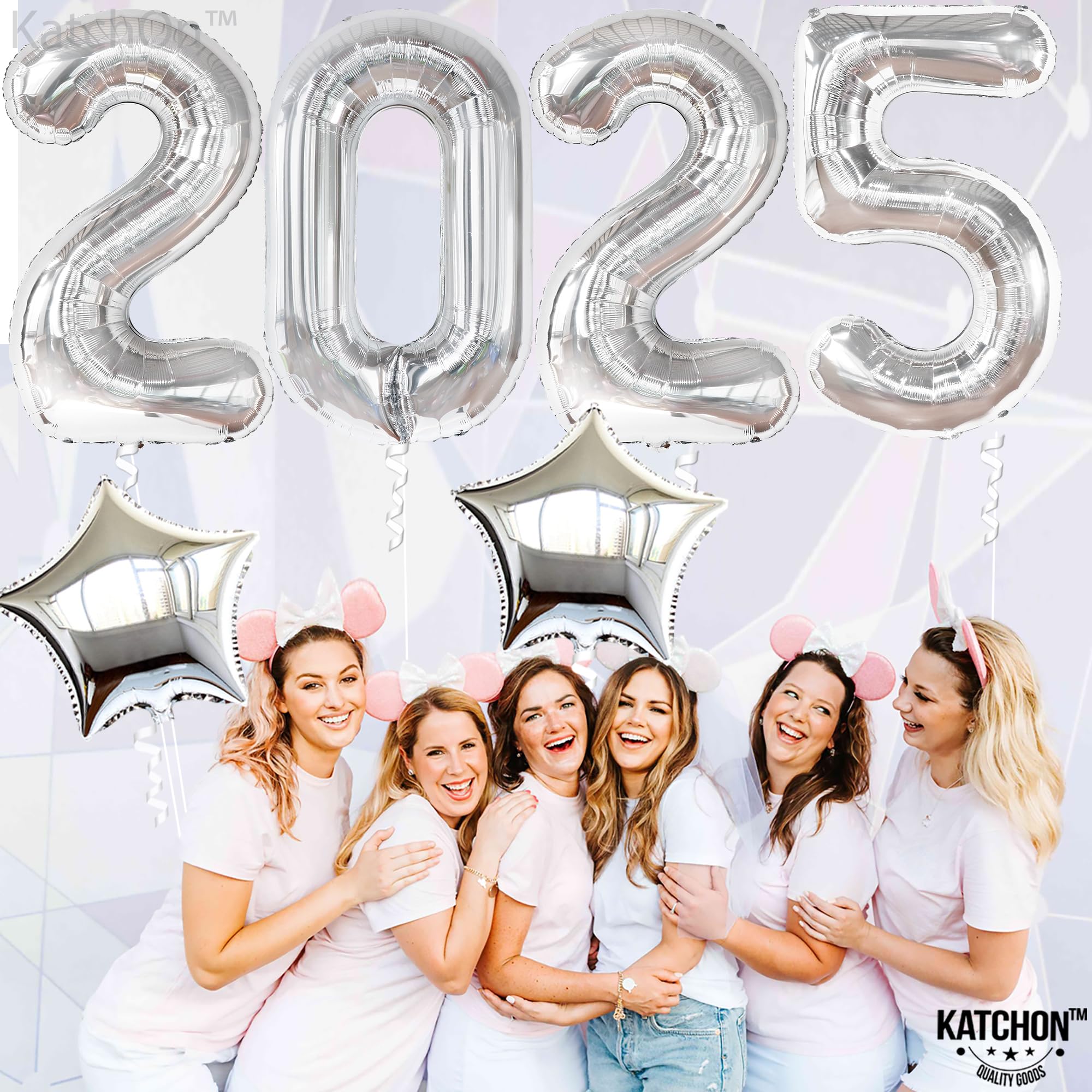 KatchOn 40 Inch Silver 2025 Graduation Balloons - Class of 2025 Party Decorations | Large Metallic Balloons for Graduation Ceremony, Photo Backdrops & Celebration Decor