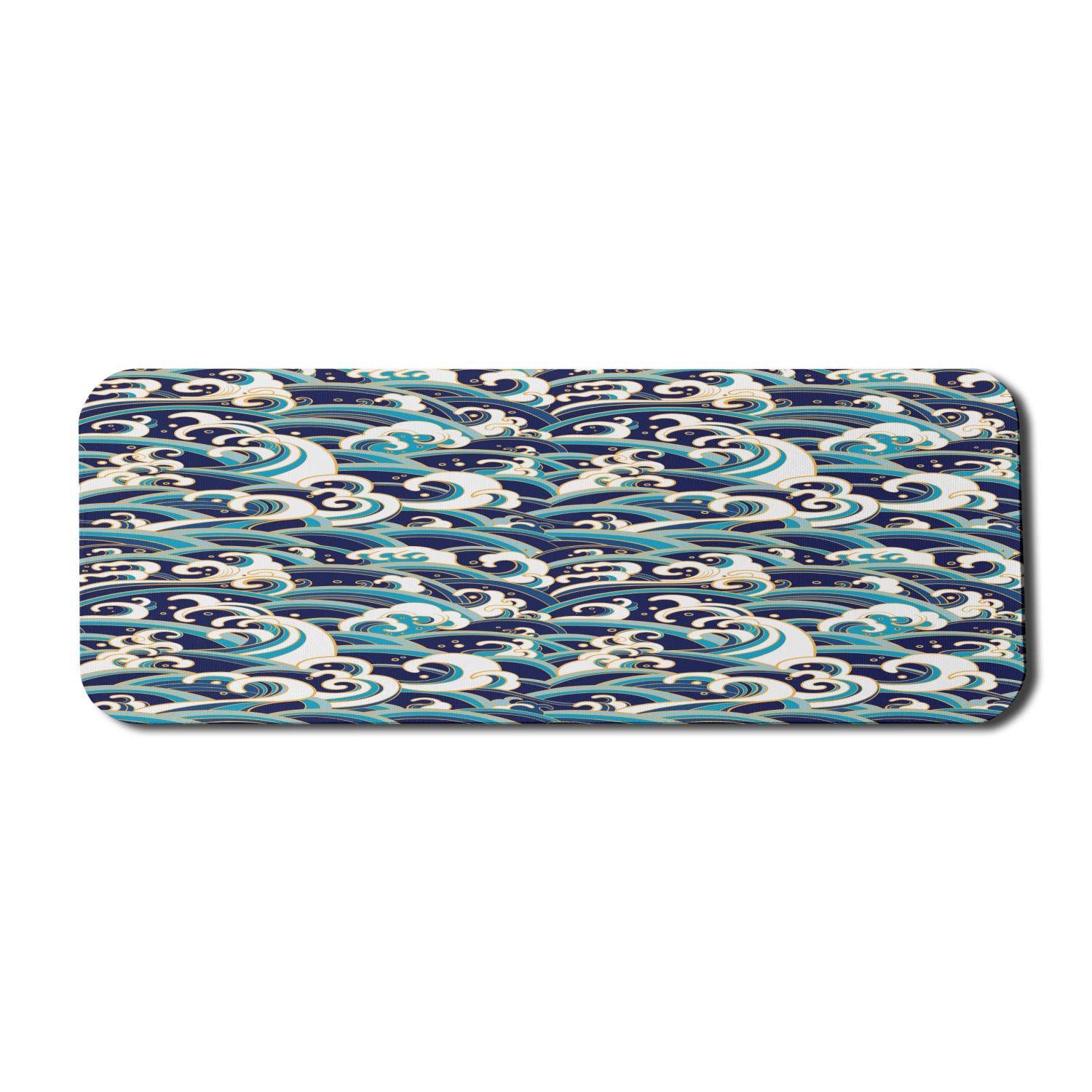 Ambesonne Nautical Computer Mouse Pad - Traditional Oriental Ocean Waves Design, Non-Slip Rubber Base, Large Gaming Size 31