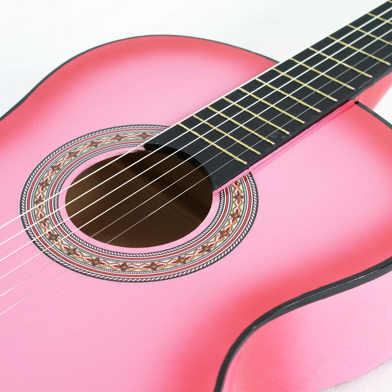 38-inch Kids Beginner Acoustic Guitar - Right-Handed Wood Guitar with Gig Bag, Pitch Pipe, Nylon Strings & Pick - Perfect for Children, Girls, Boys & Beginners (Pink) - Ideal for Music Lessons, Birthday Gifts & Home Practice