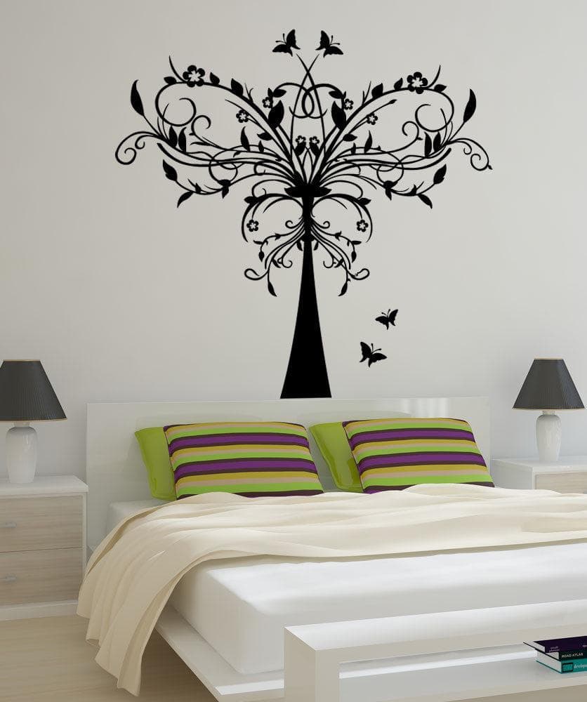 Butterfly Vine Tree Wall Decal Sticker - Removable Vinyl Art for Home Decor, Nursery, Bedroom & Living Room - #1291 (Perfect for Kids Room, DIY Wall Art & Interior Design)