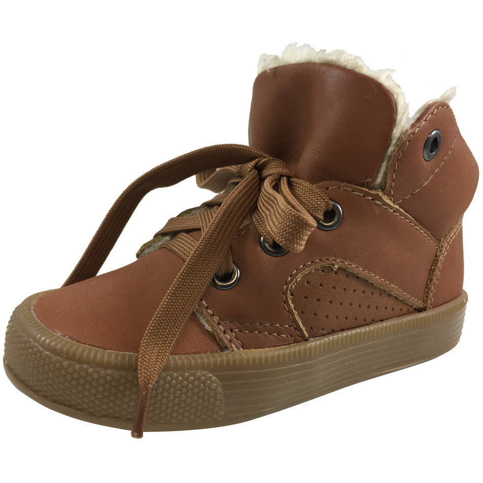 Old Soles Boys Girls Winter Boots - Plush Lined Tan Lace Up Sneakers for Kids, Warm Comfortable Shoes for School, Outdoor Play & Cold Weather Activities