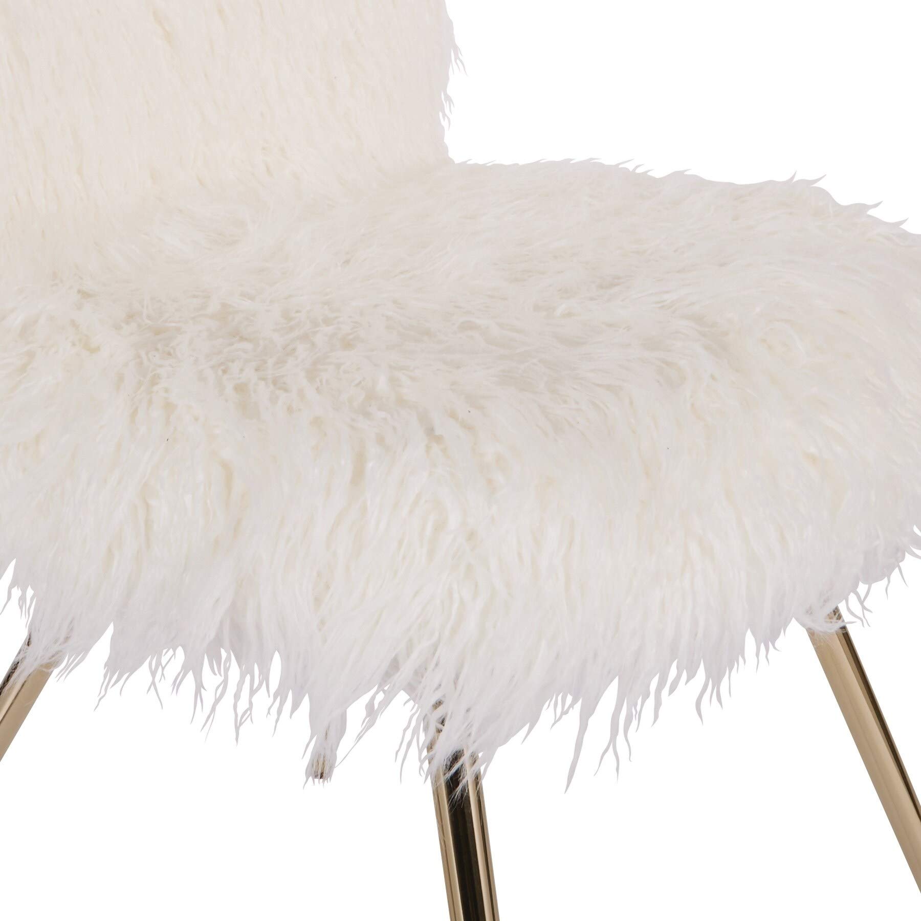 Luxury White Faux Fur Accent Chair with Gold Metal Legs - Modern Glam Living Room Seating for Home Decor & Stylish Comfort