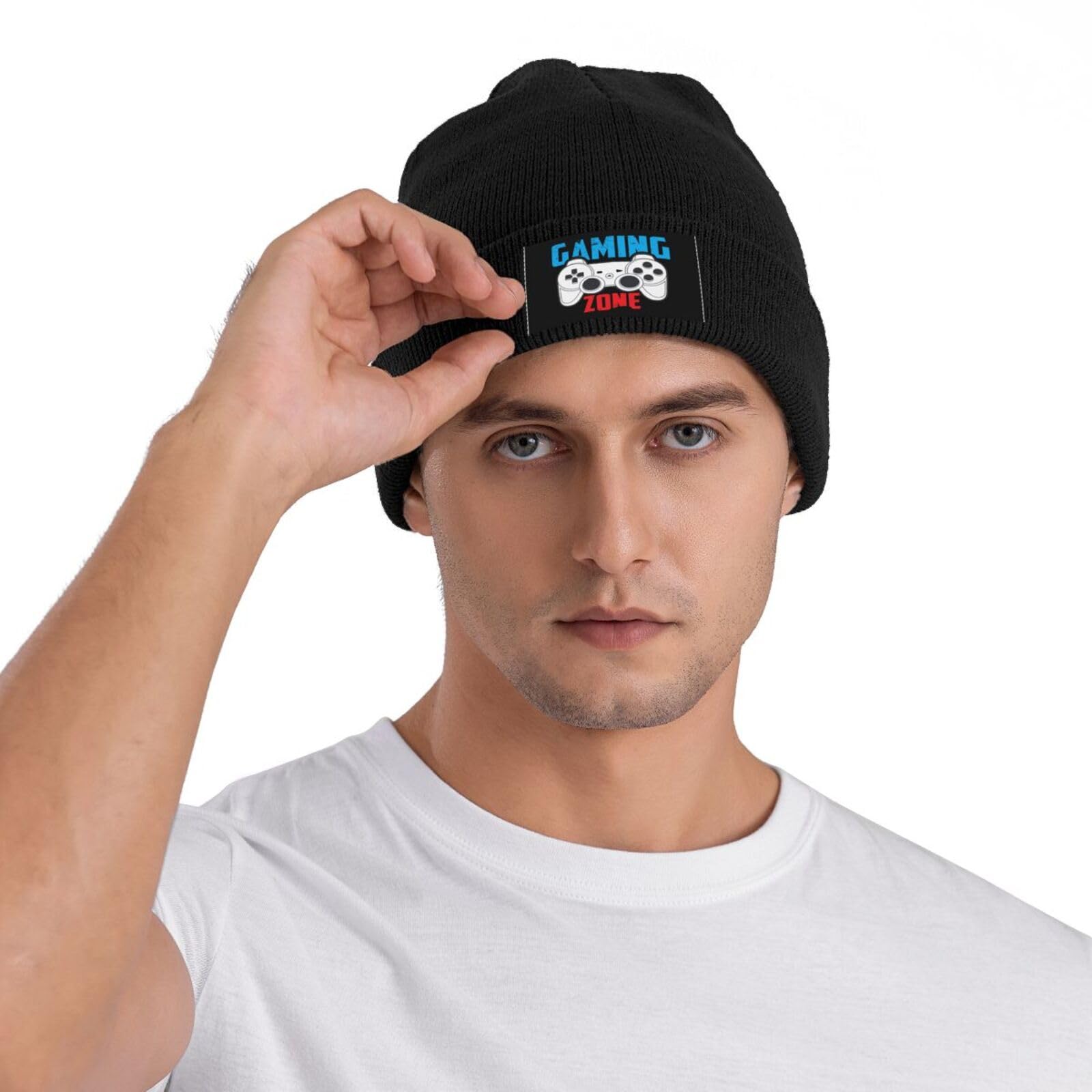 Unisex Winter Knit Beanie Hat for Men & Women - Soft Acrylic Gaming Zone Game Machine Design - Perfect for Cold Weather, Outdoor Sports & Casual Wear