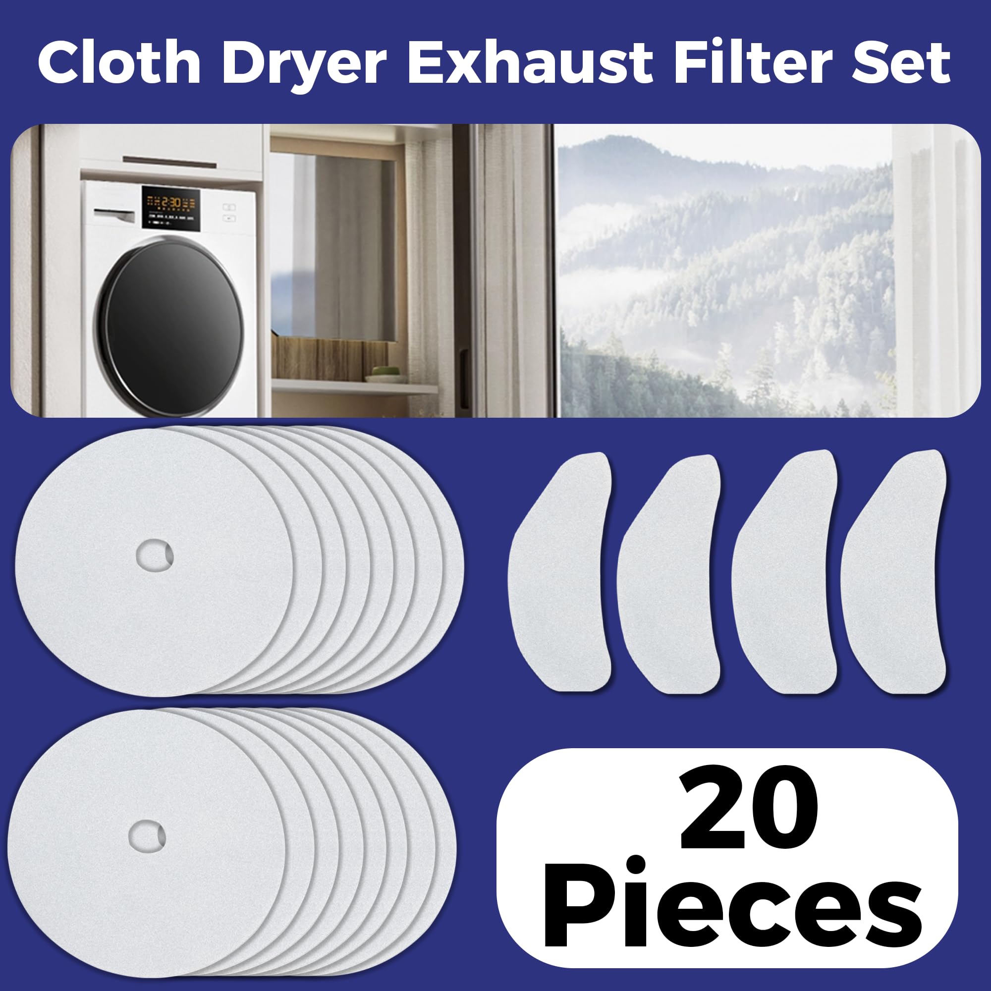 20-Piece Romalon Dryer Exhaust Filter Replacement Set - Compatible with Sonya, Panda, Avant & Magic Chef Dryers - Reduce Lint & Improve Airflow for Efficient Drying