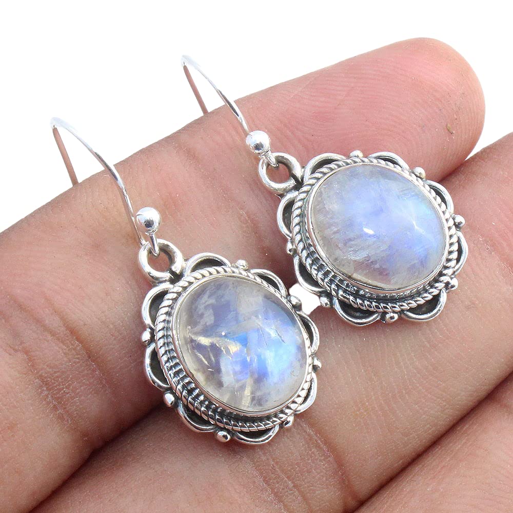 925 Sterling Silver Rainbow Moonstone Drop Earrings for Women – Handmade Dangle Earrings for Bridesmaid Gifts, Mother's Day & Special Occasions | Perfect for Weddings, Parties & Everyday Elegance